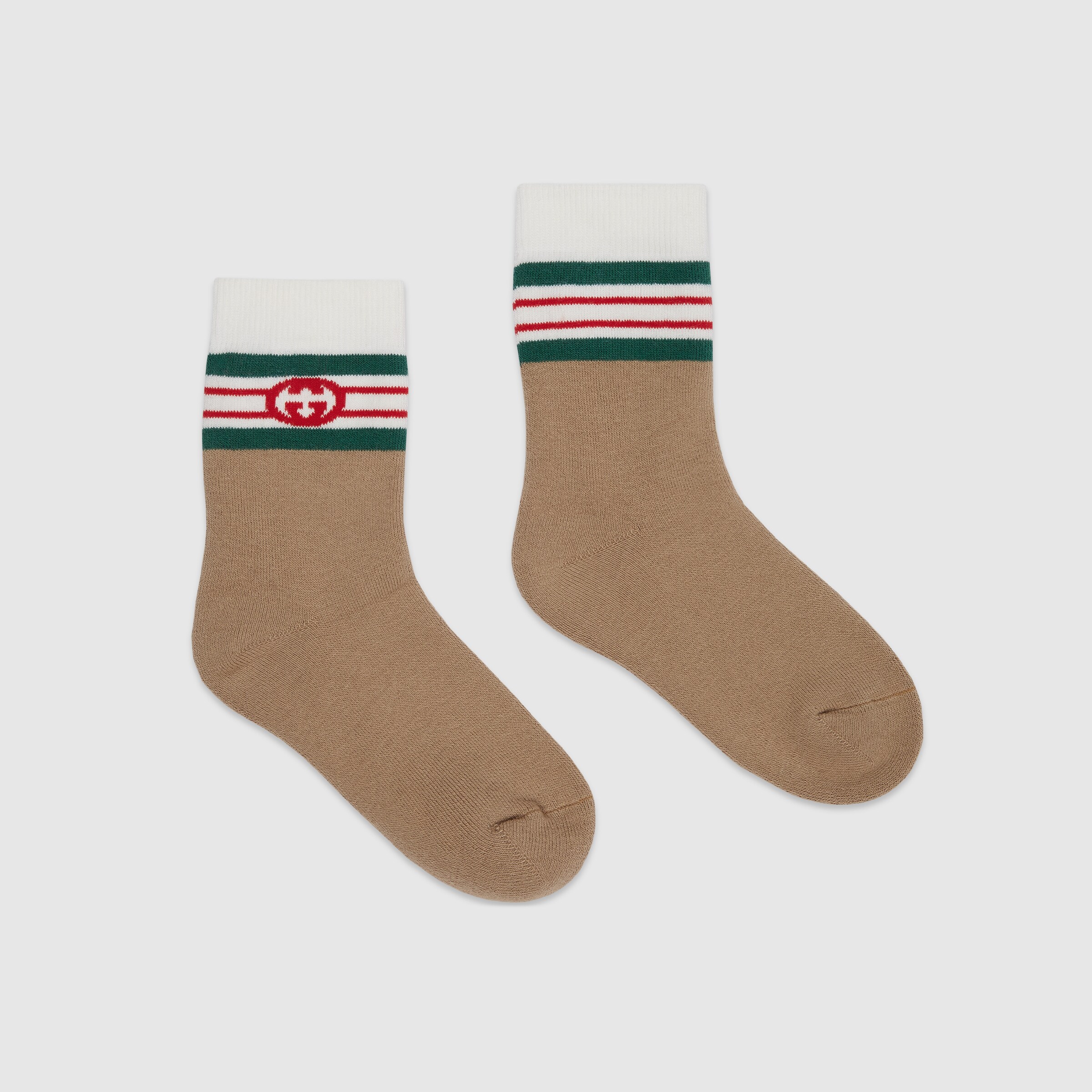 Children's Interlocking G cotton socks in camel GUCCI® US