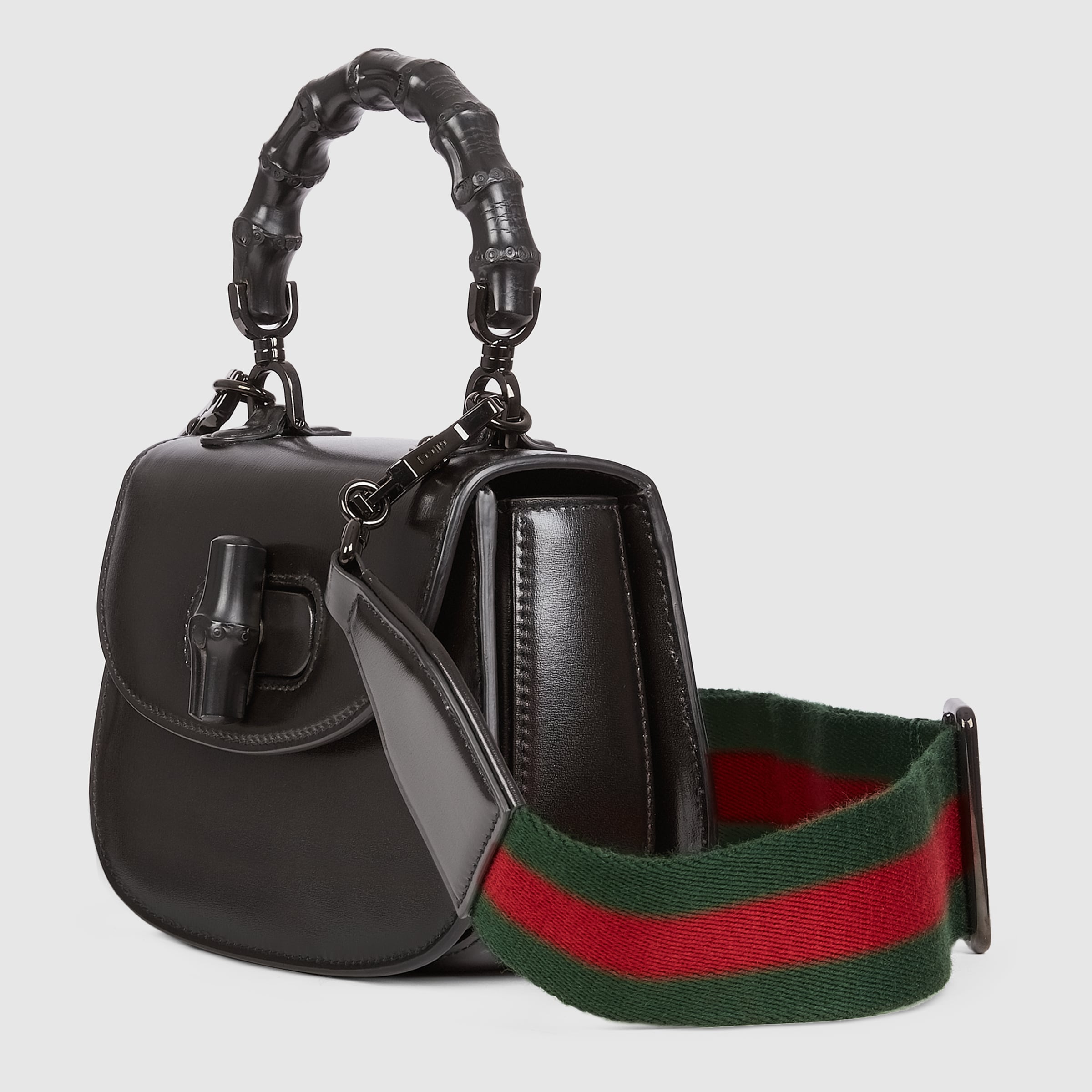 Gucci Bamboo 1947 mini top handle bag in black leather | GUCCI GR