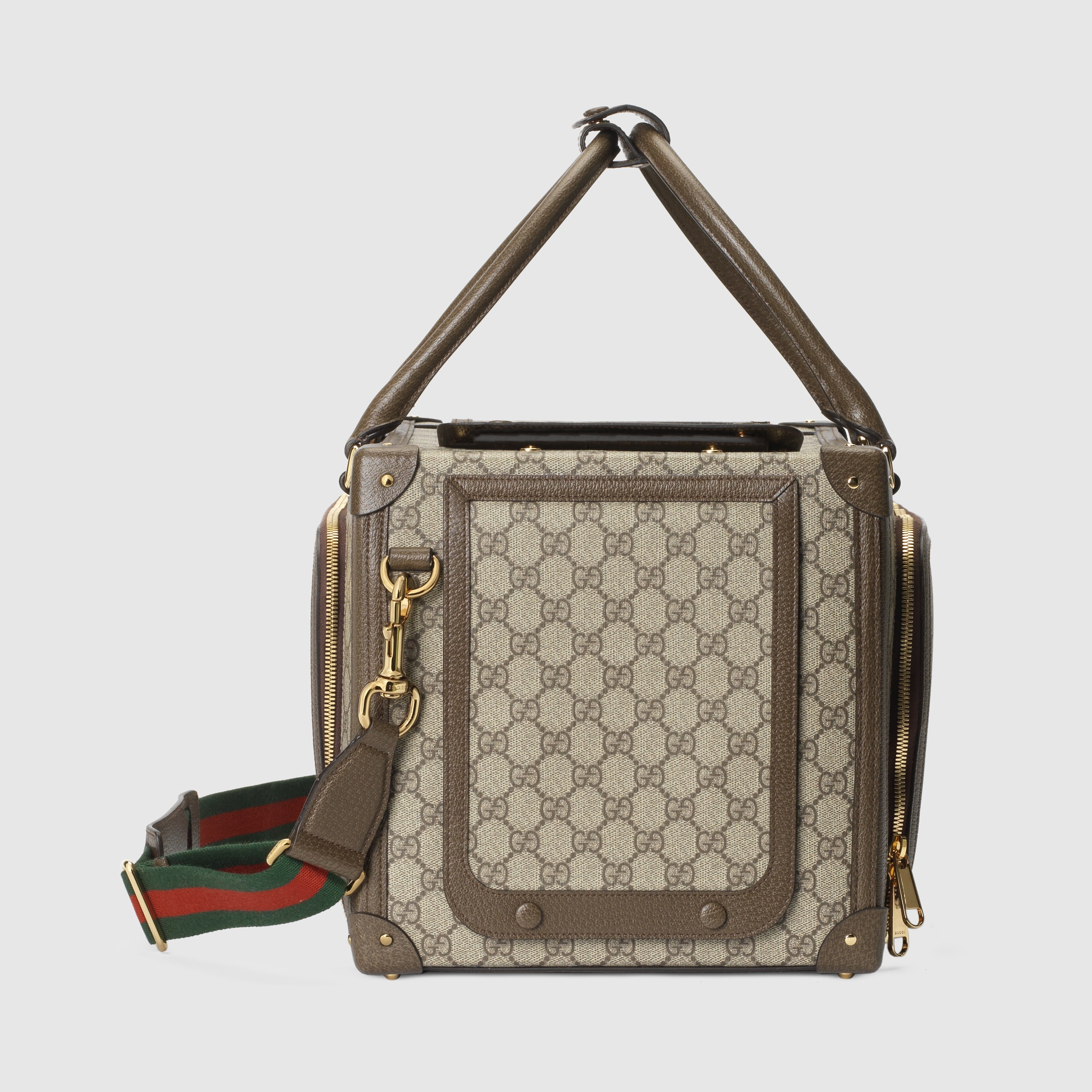 Small GG pet carrier with  in beige and ebony Supreme GUCCI® Canada