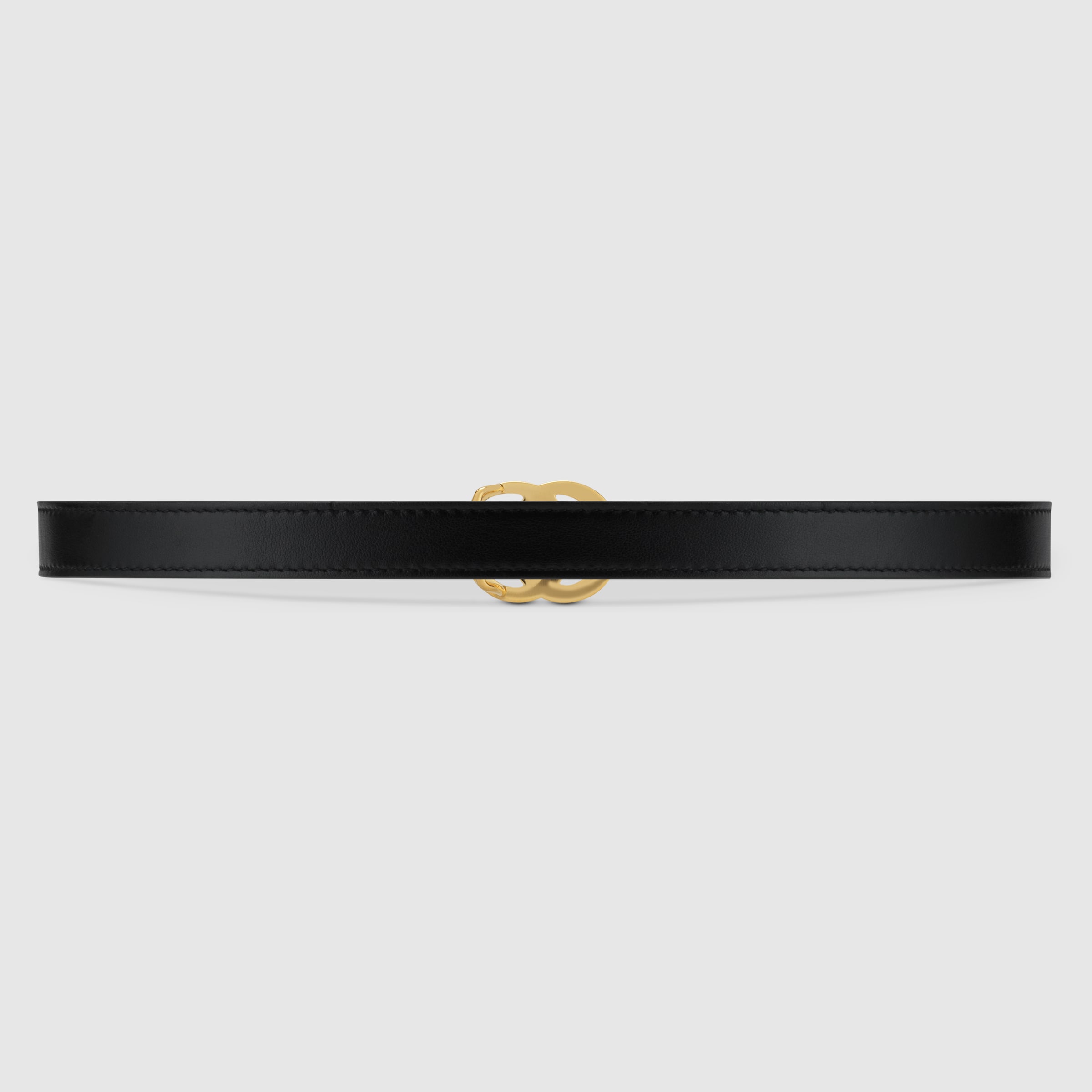 ベルト Gucci Cintura GG Marmont thin leather belt with shiny buckle in black