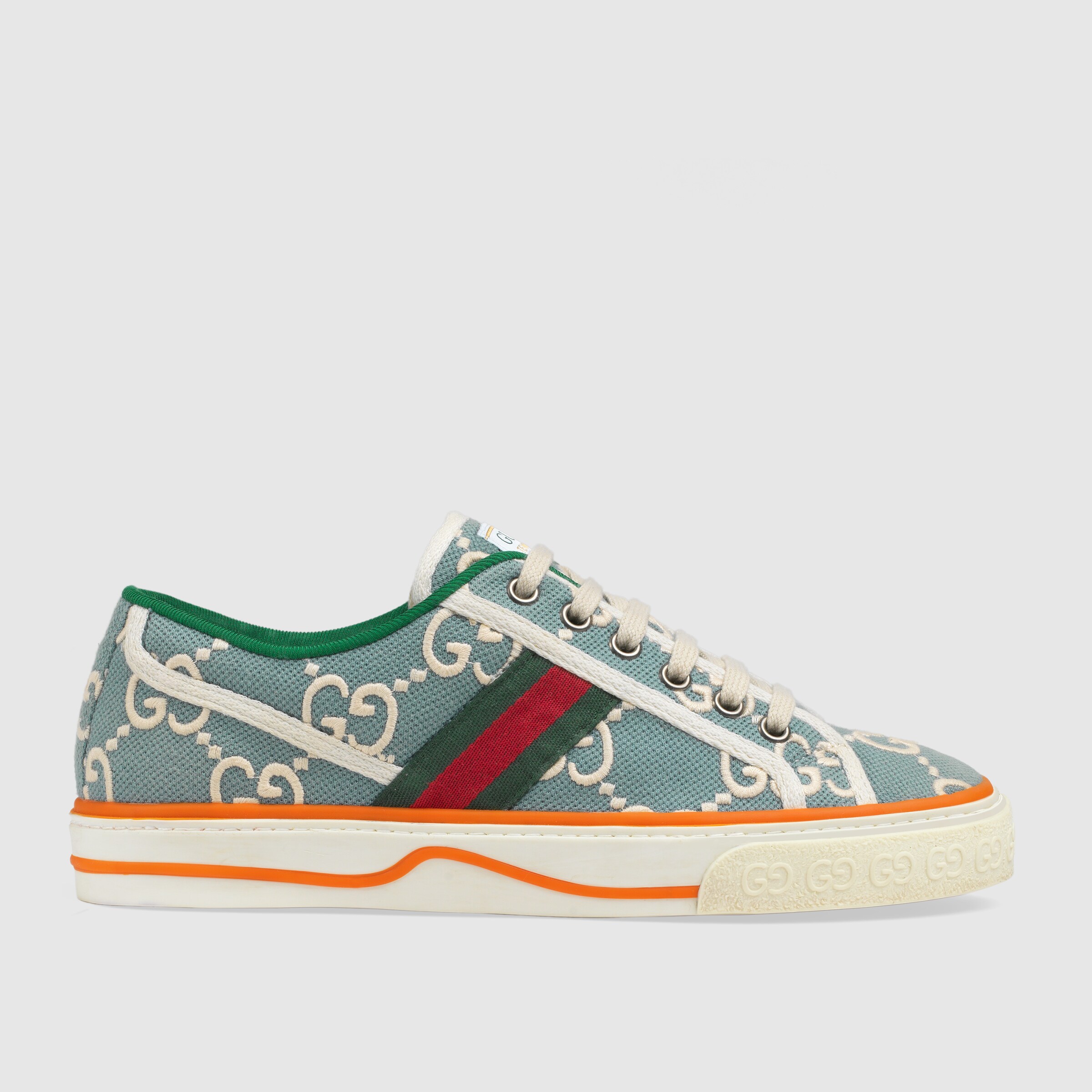 Women's Gucci Tennis 1977 sneaker in light blue/ivory GG stretch cotton GUCCI® US