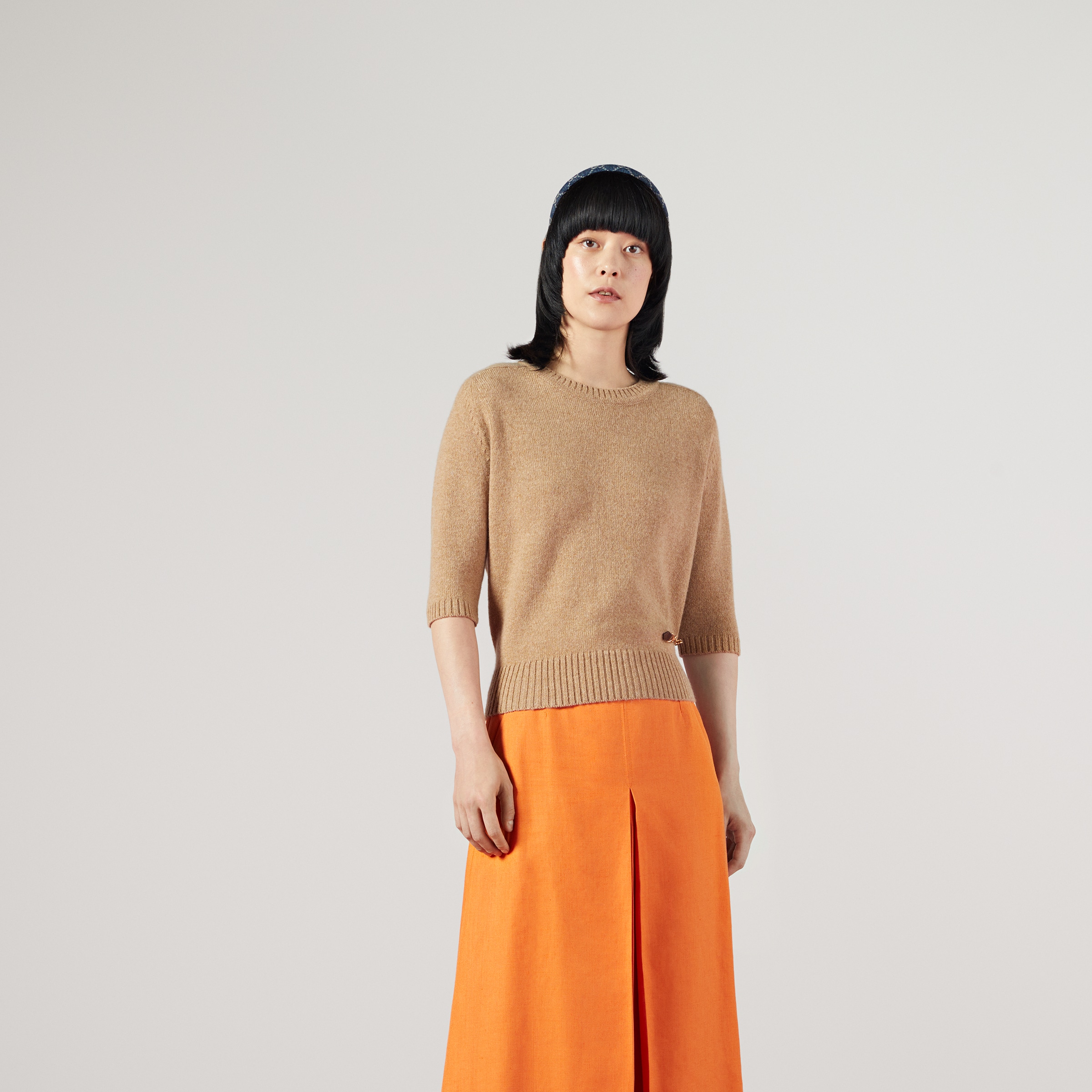 Cashmere top with Horsebit in beige | GUCCI® US
