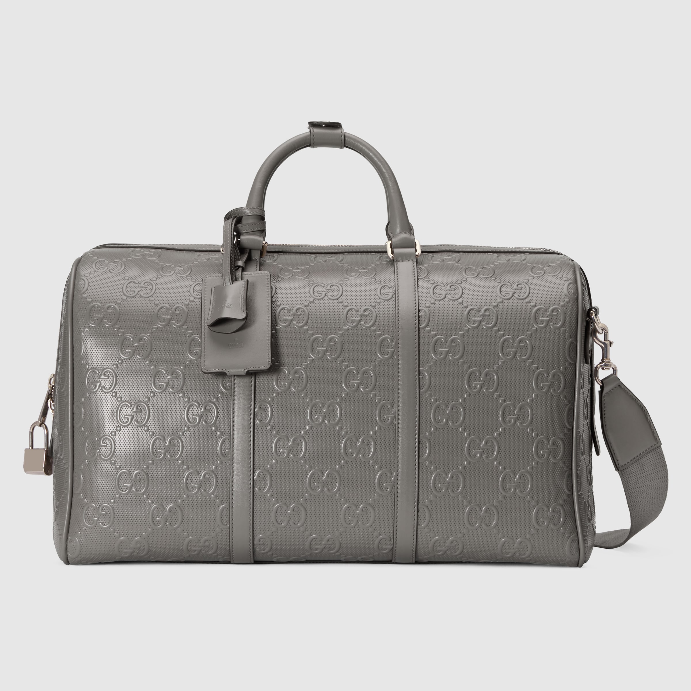 GG embossed duffle bag in grey leather GUCCI® Canada