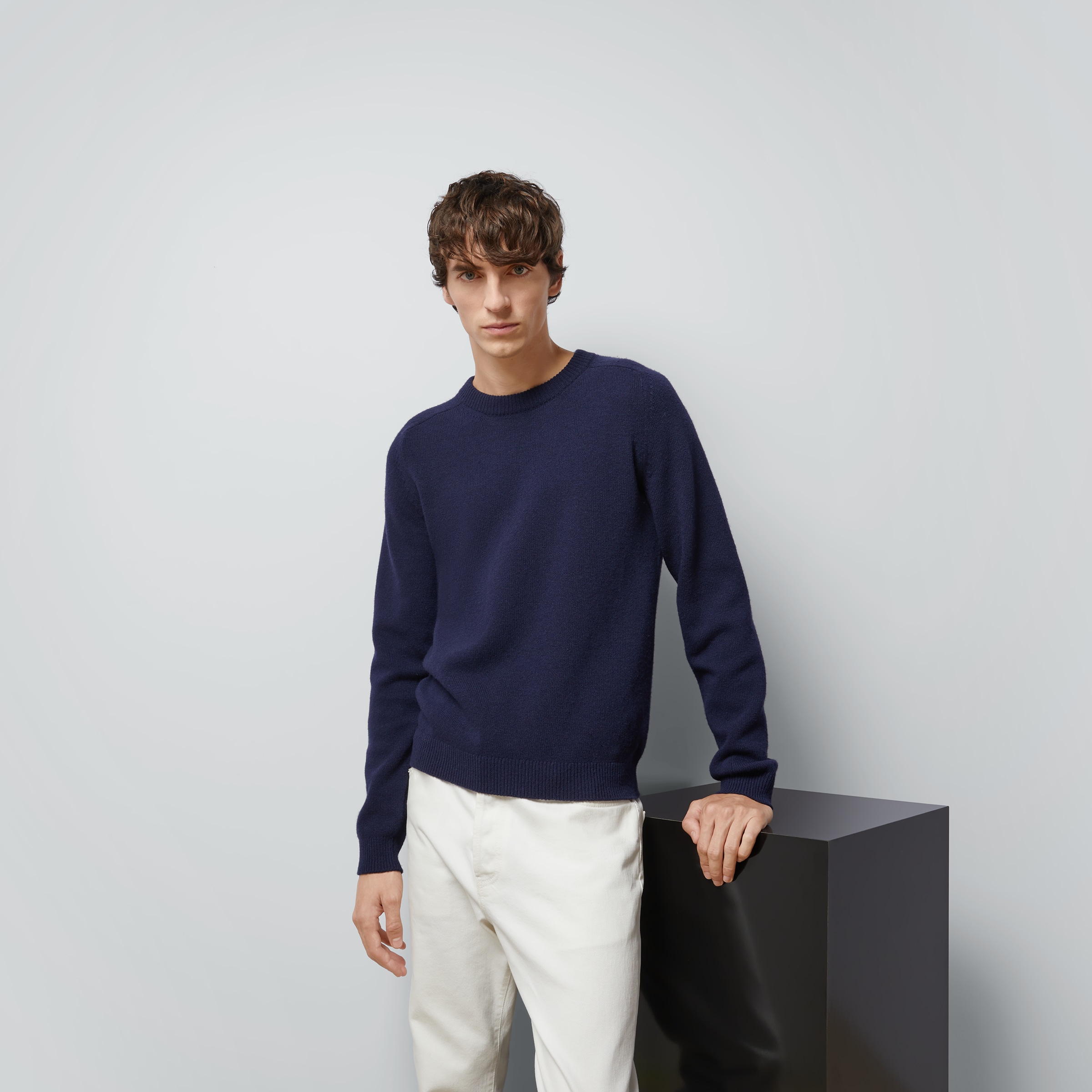 Wool jumper with Gucci patch in blue GUCCI® Australia
