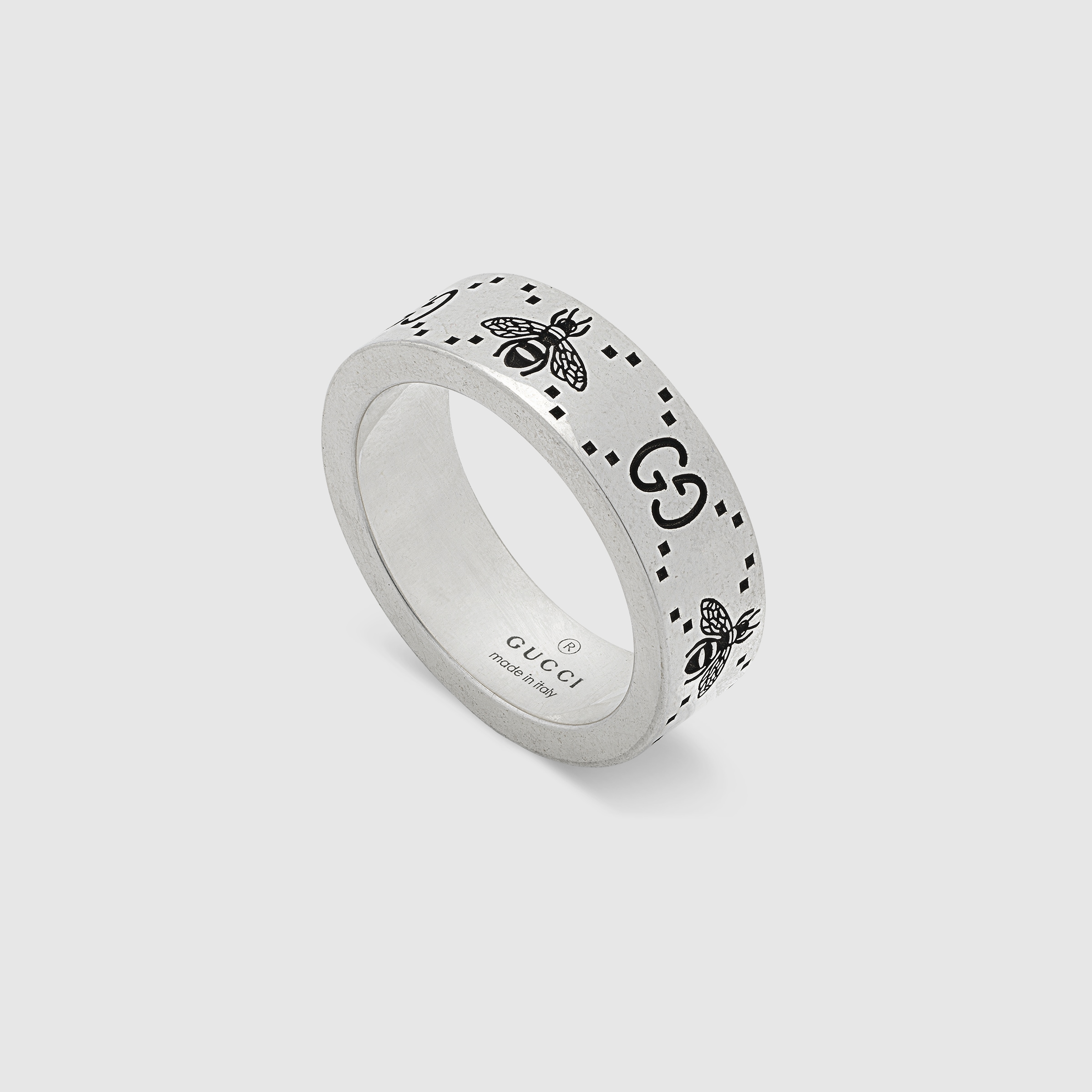 GG and bee engraved ring in 925 sterling silver GUCCI® US