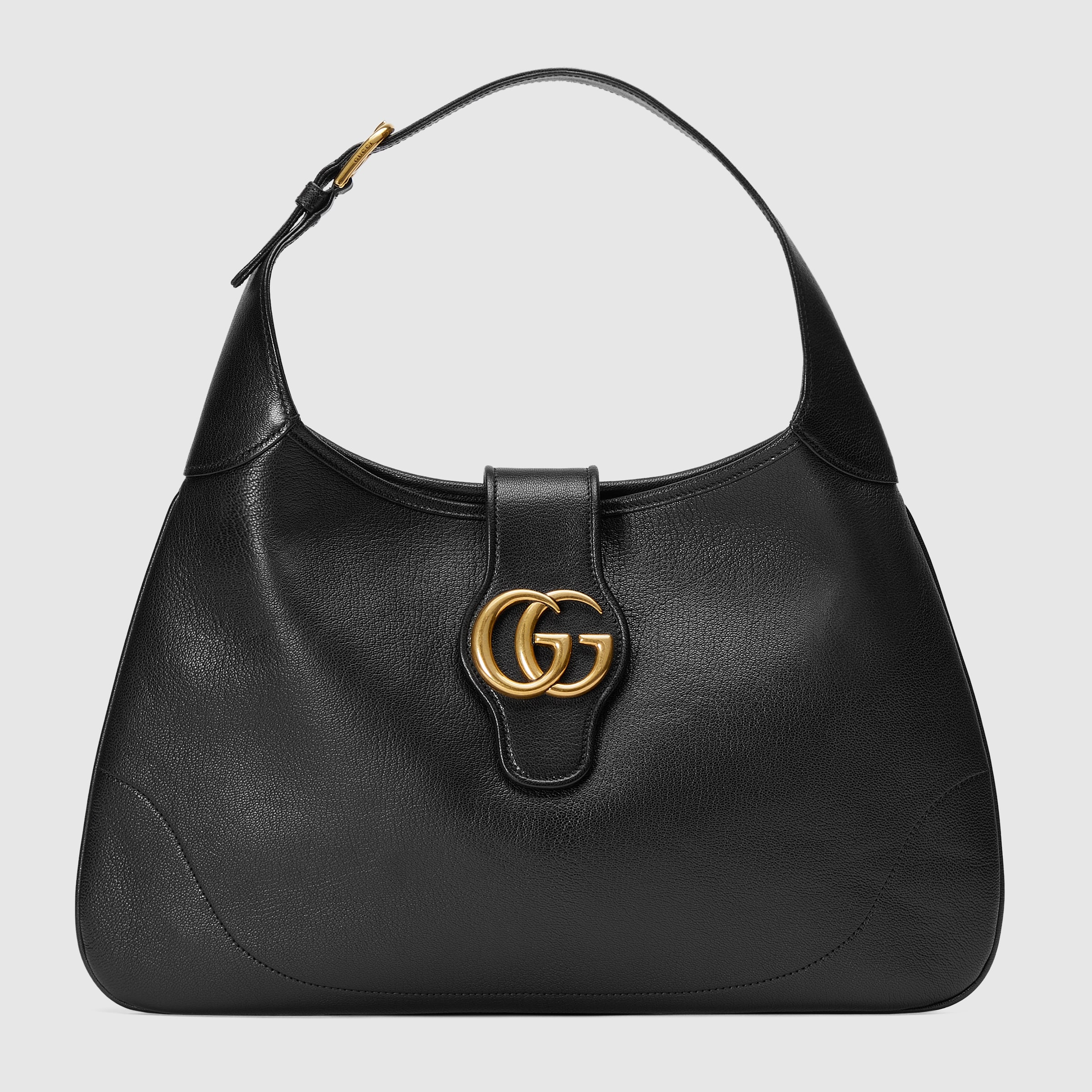 Medium crescentshaped shoulder bag in black leather GUCCI® Australia