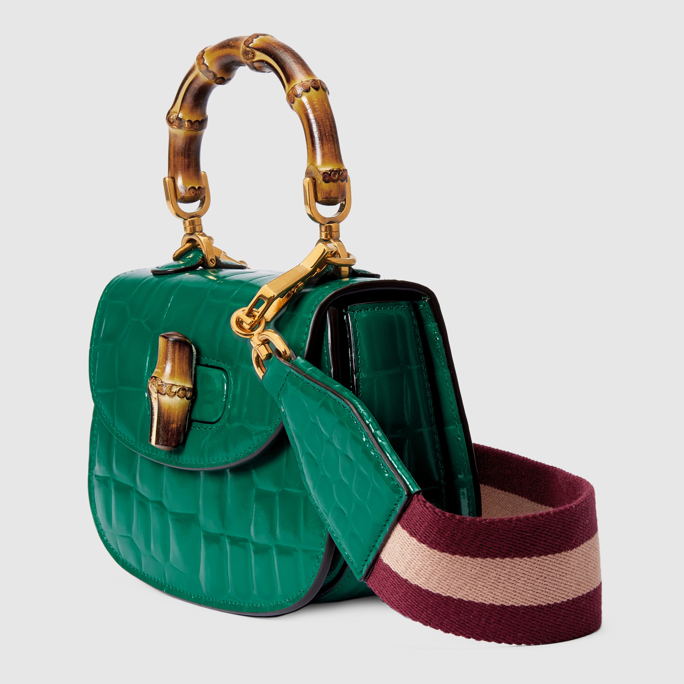 Gucci Bamboo 1947 mini crocodile bag in emerald green GUCCI® HU