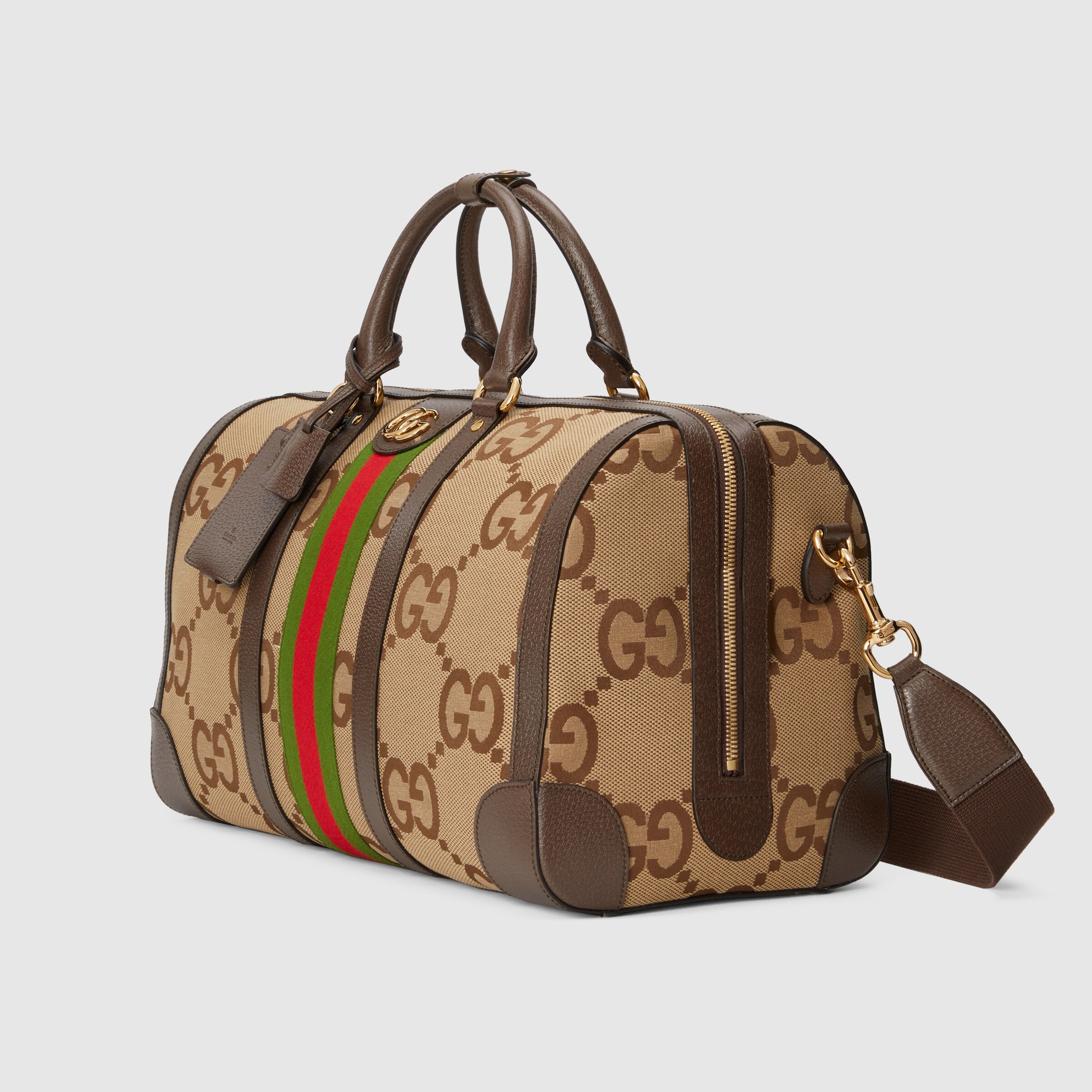 Jumbo GG small duffle bag in camel and ebony GG canvas GUCCI® Canada