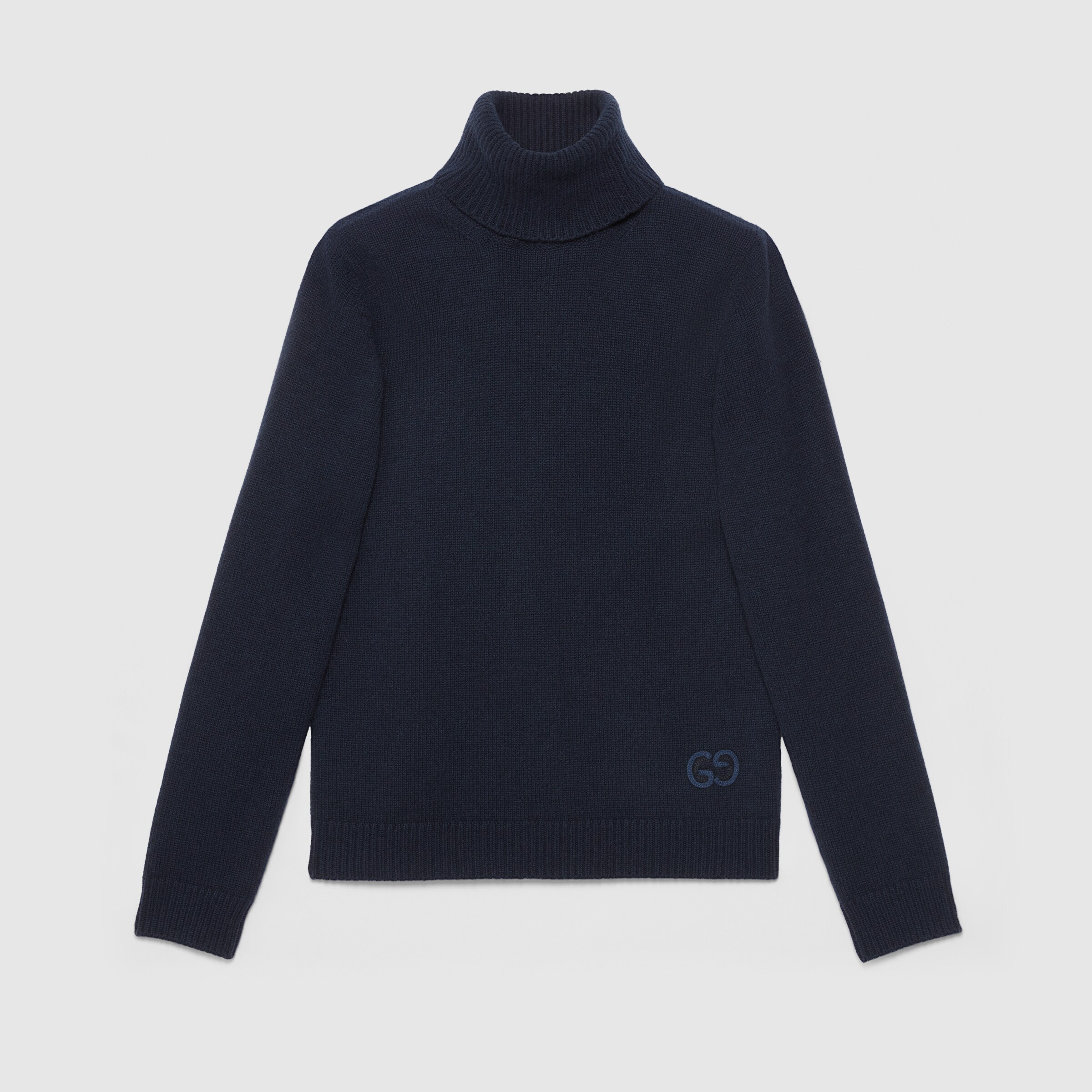 Cashmere knit turtleneck sweater in blue GUCCI® US