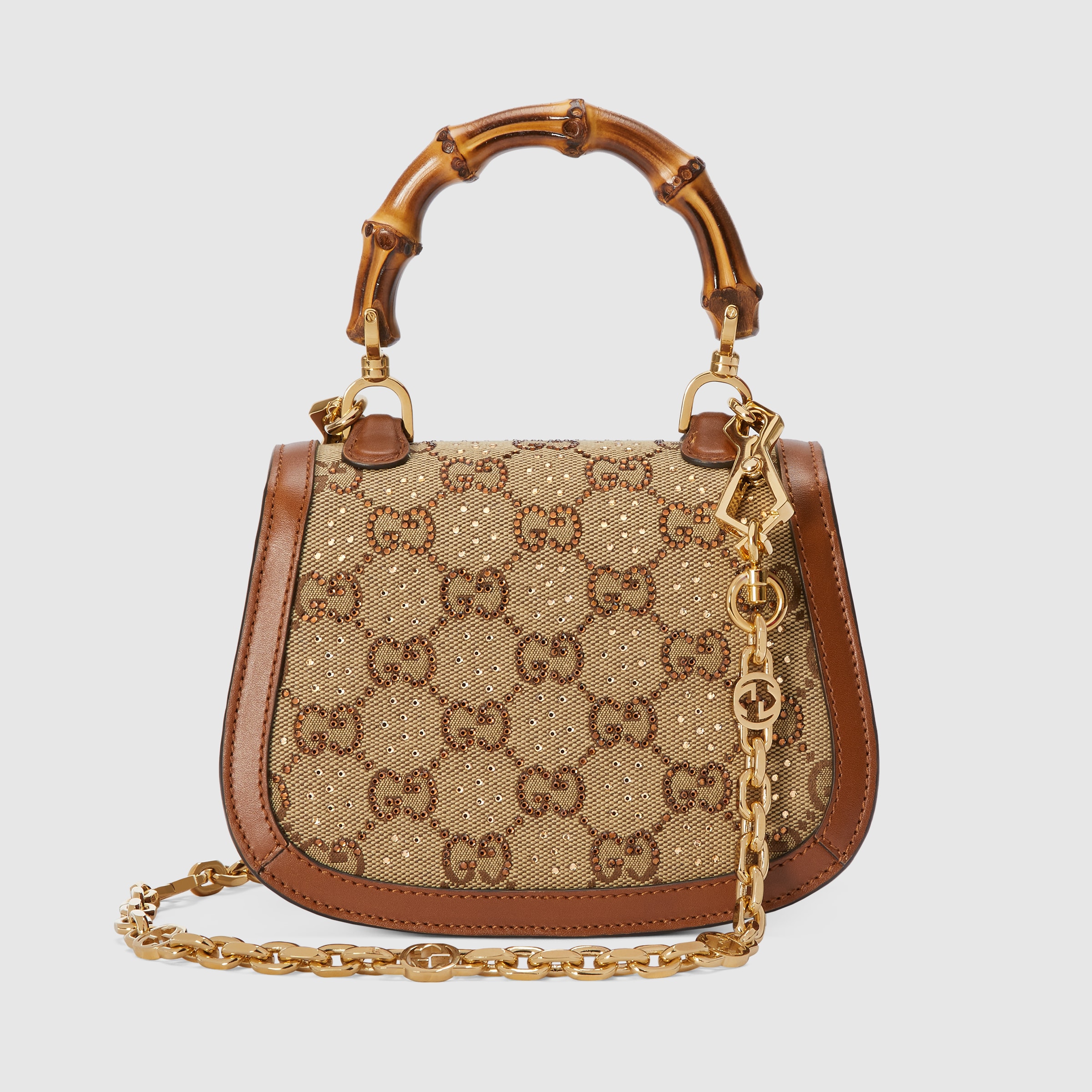 Gucci Bamboo 1947 mini top handle bag in beige and ebony GUCCI® GR