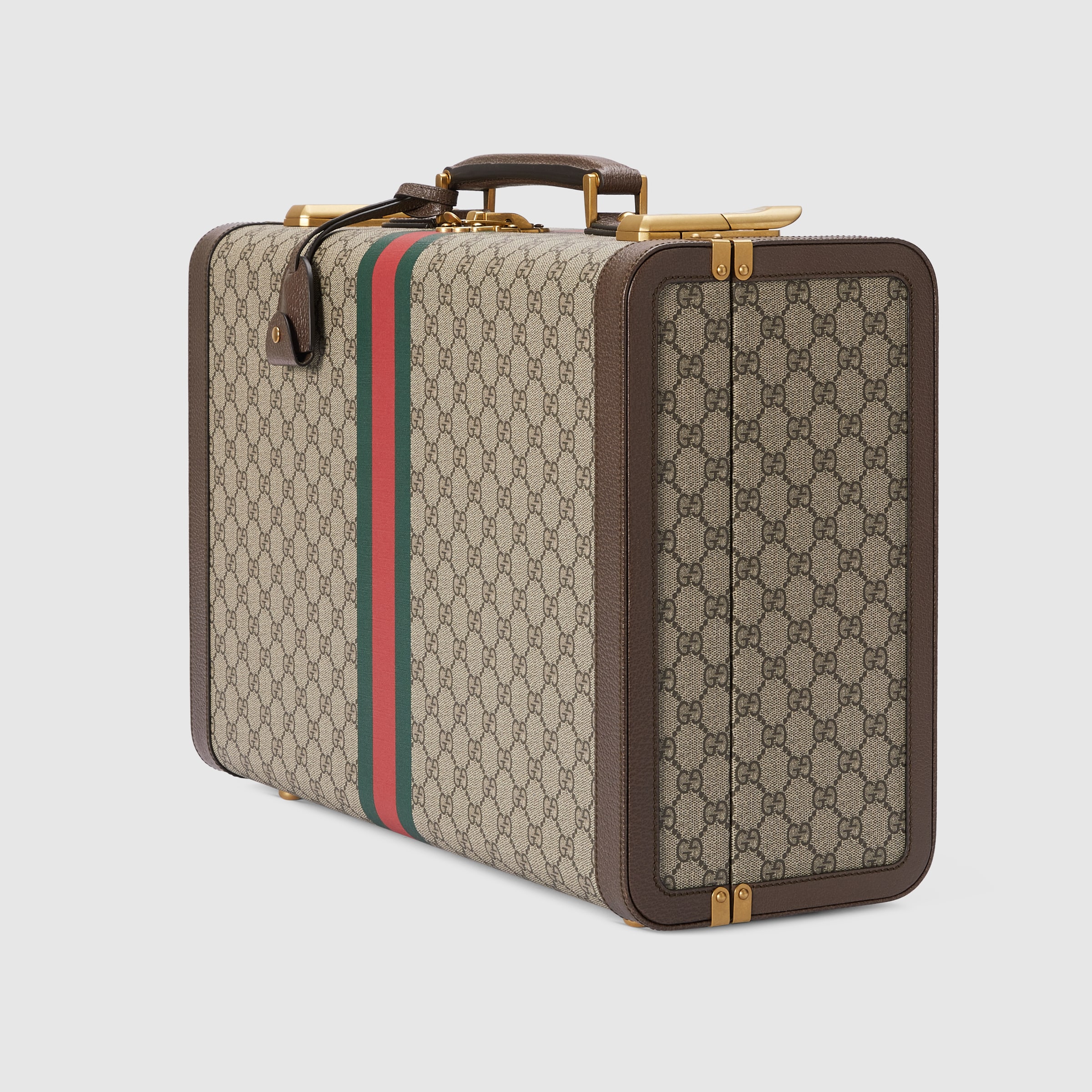 Gucci Savoy medium suitcase in beige and ebony Supreme GUCCI® US