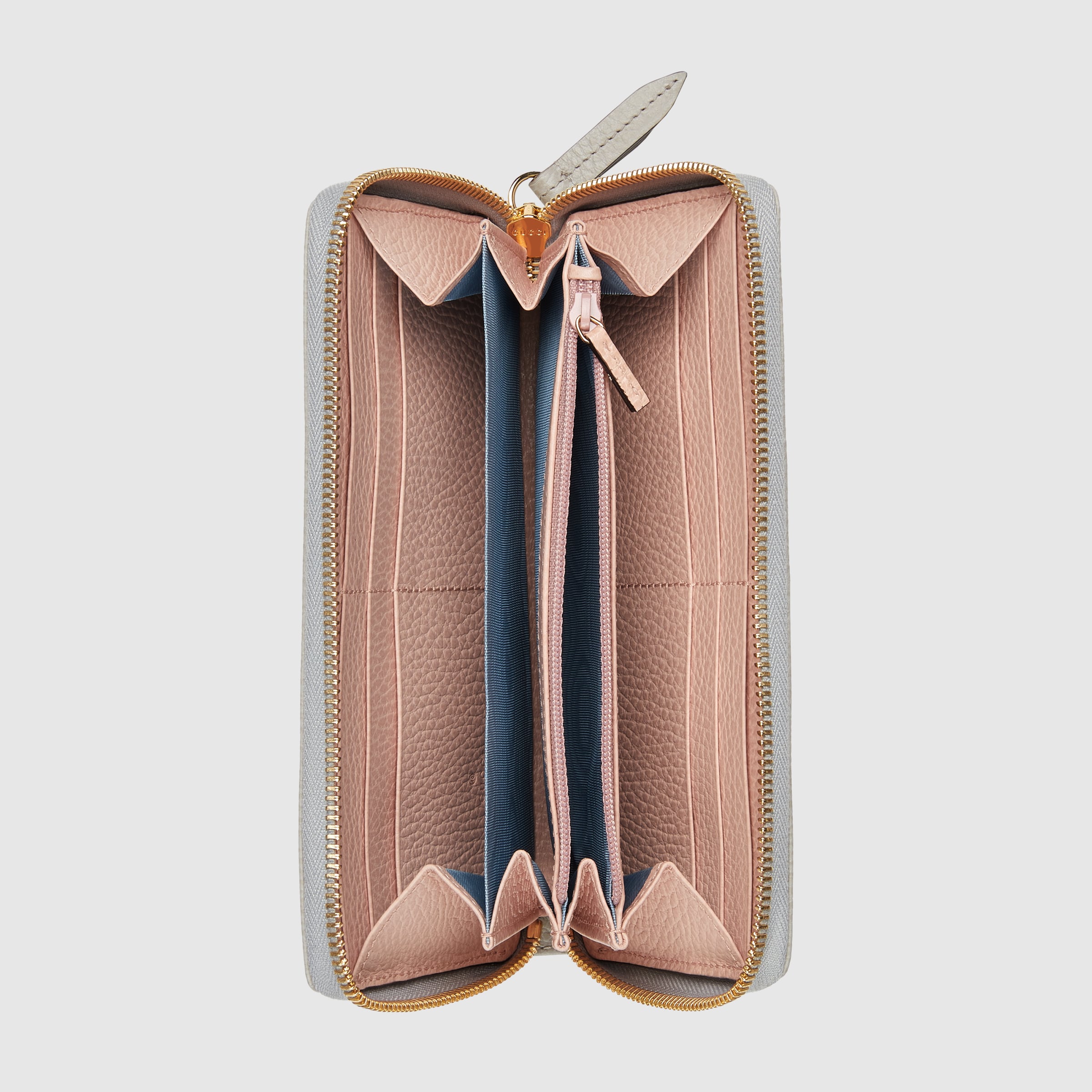 ダブルG ジップアラウンドウォレット ・ライトグレー レザー | GUCCI公式