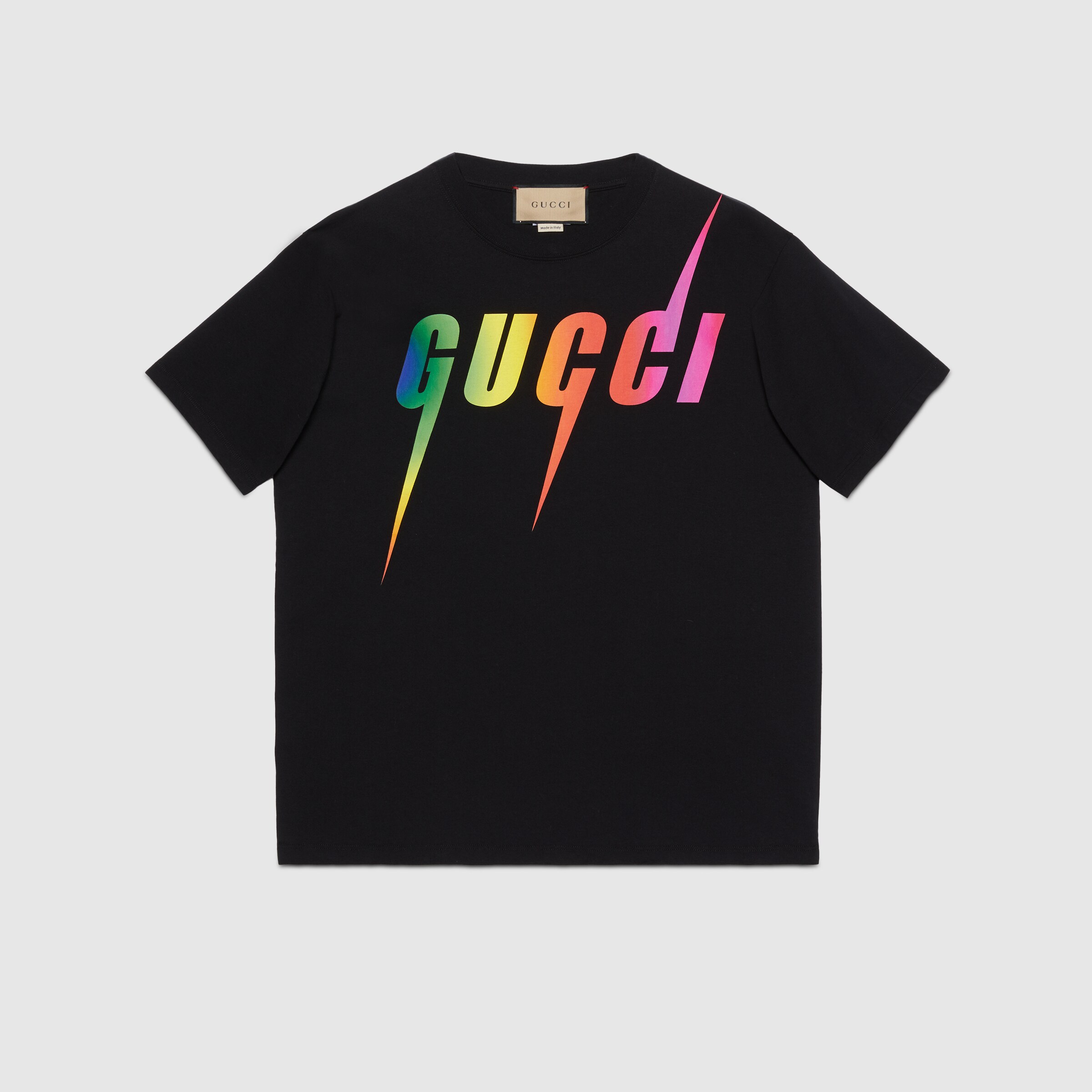 Cotton Tshirt with Gucci Blade print in black GUCCI® Australia