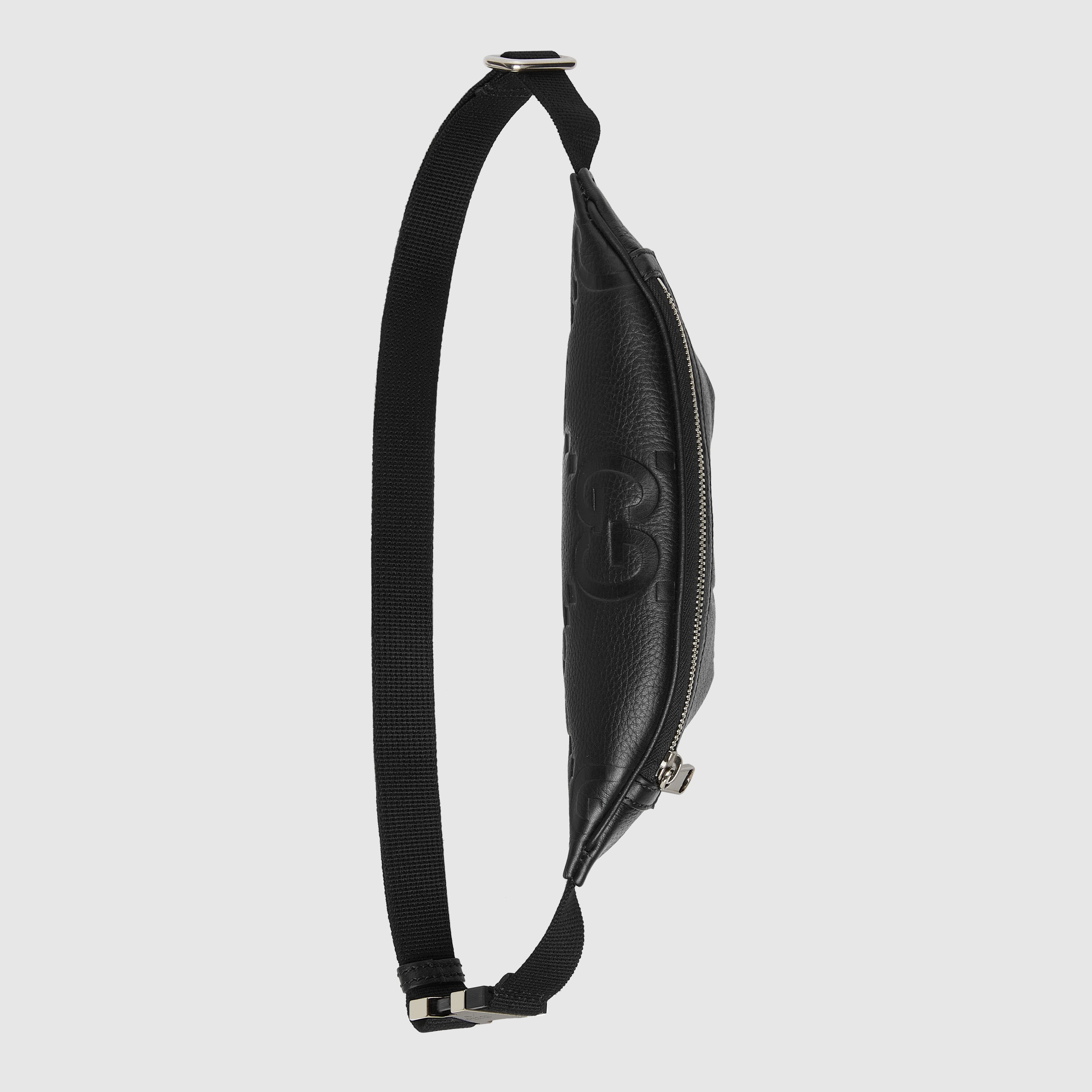 Marsupio nero con cerniera dorata, marsupio in pelle con