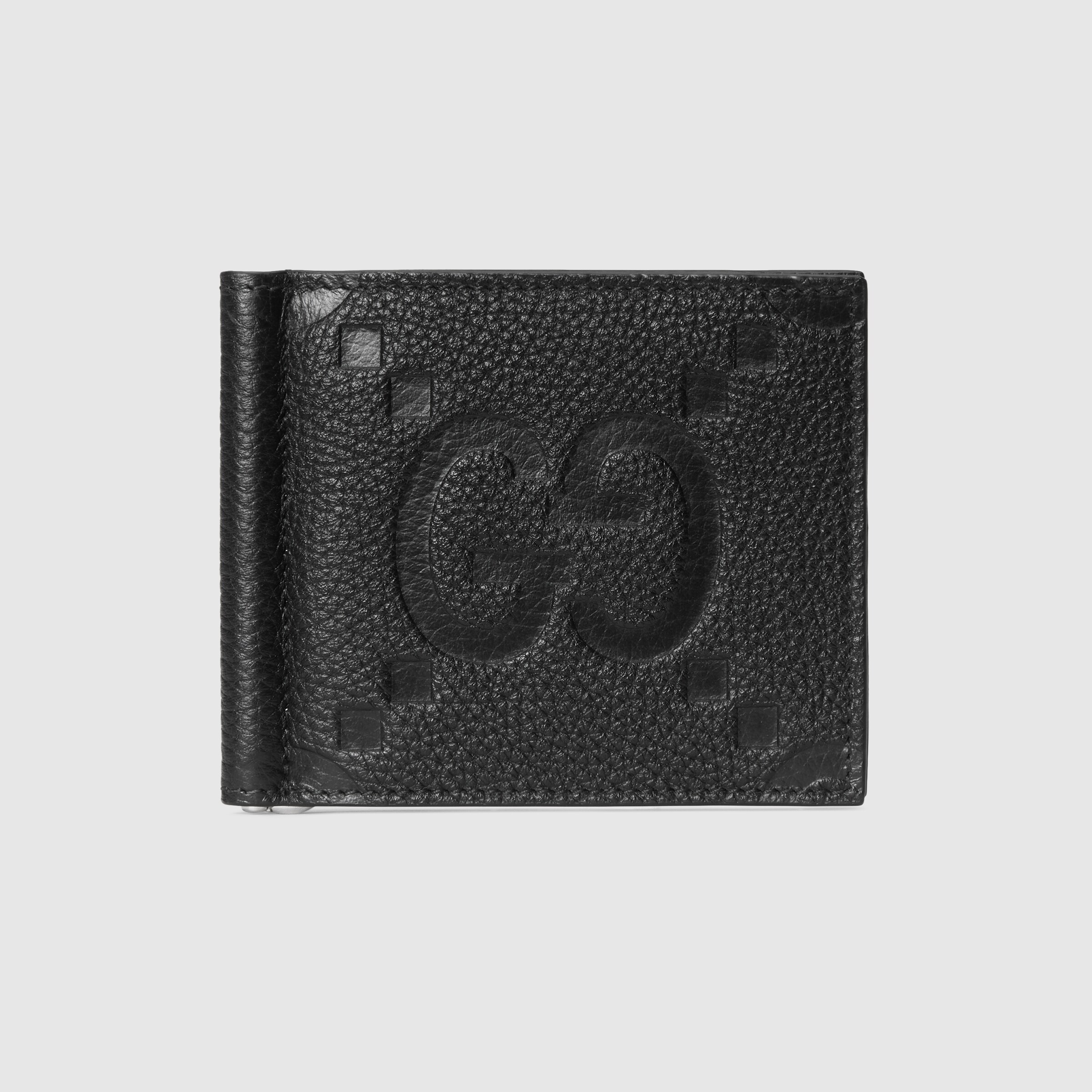 Jumbo GG money clip in black leather GUCCI® US