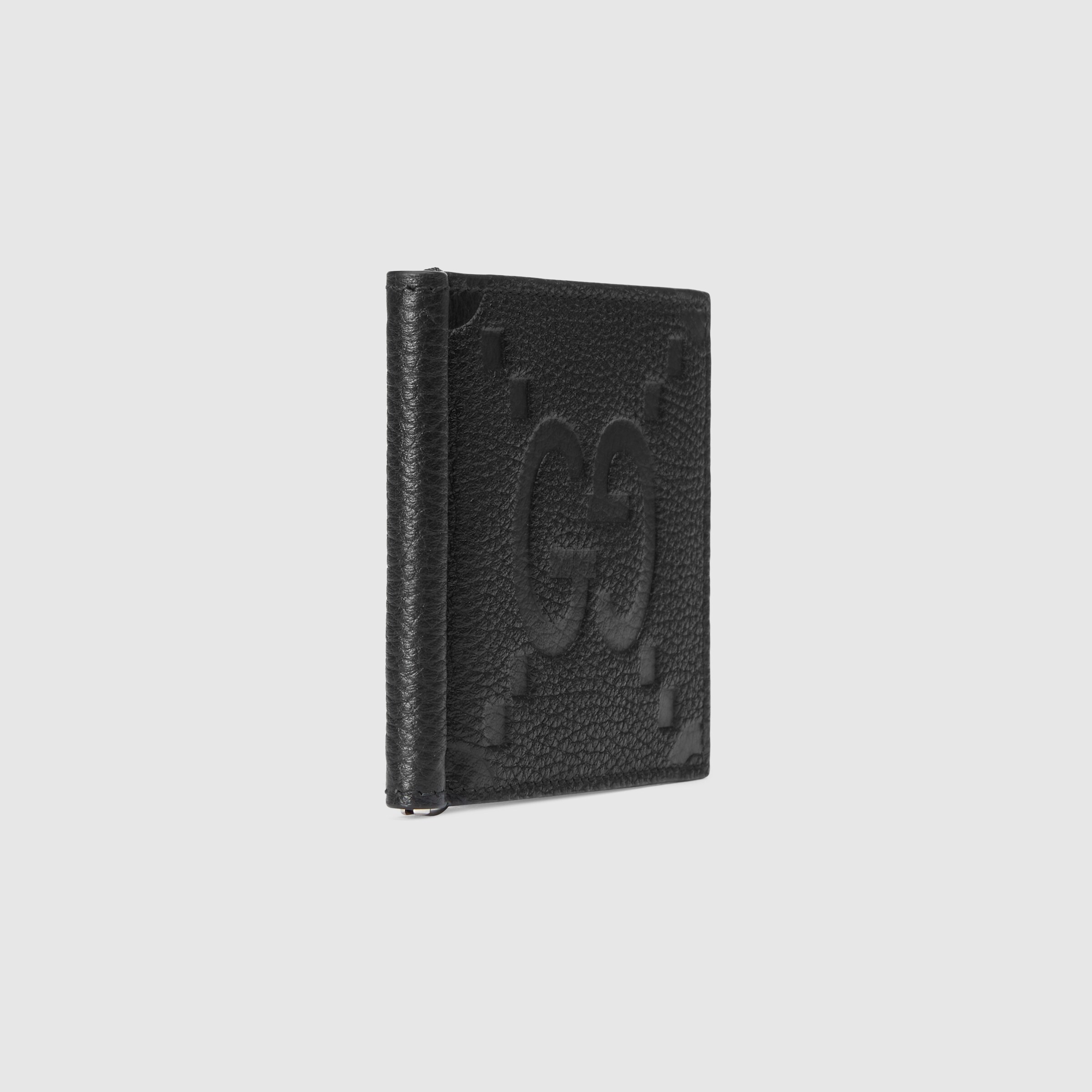 Jumbo GG money clip in black leather GUCCI® US