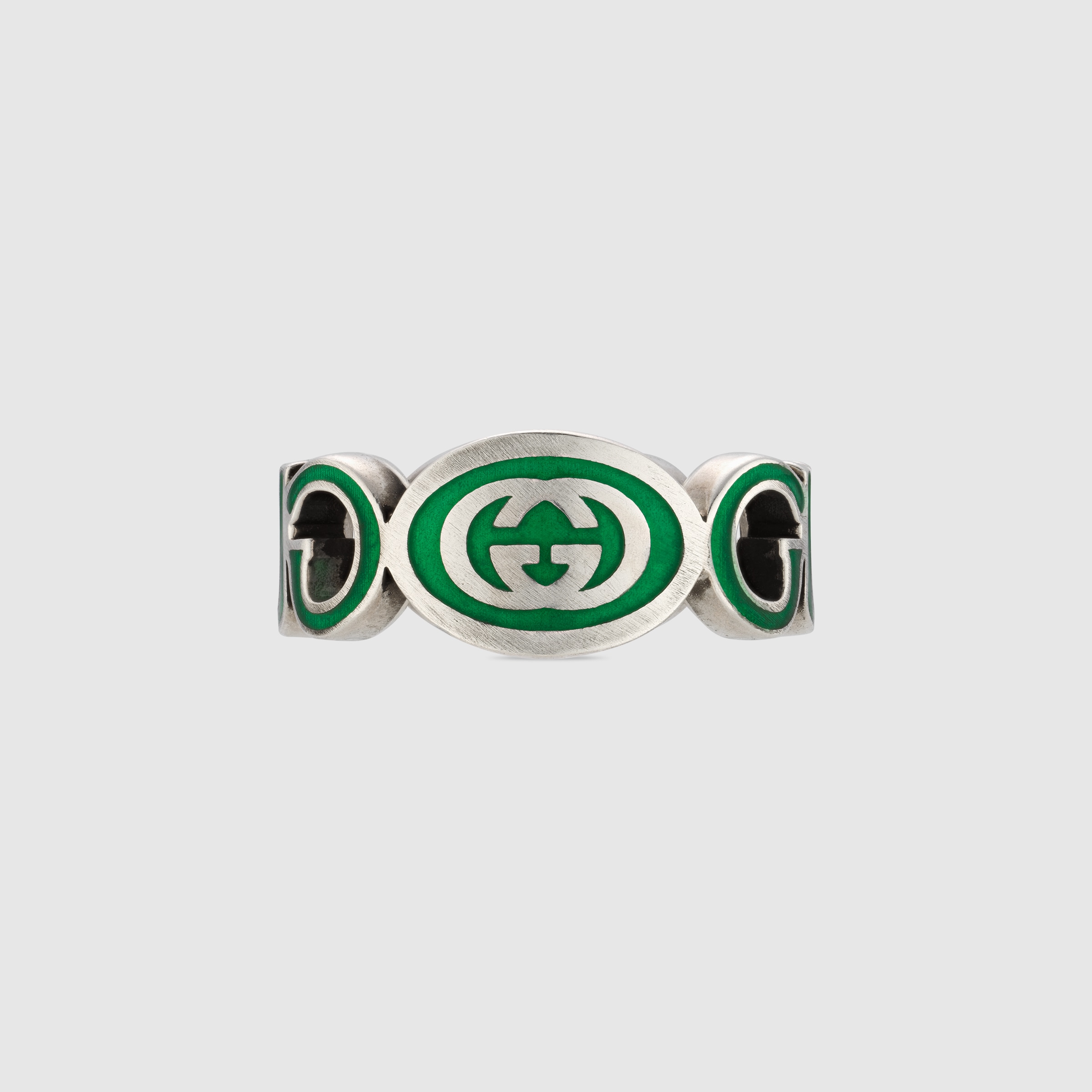 Interlocking G enamel ring in 925 sterling silver | GUCCI® UK