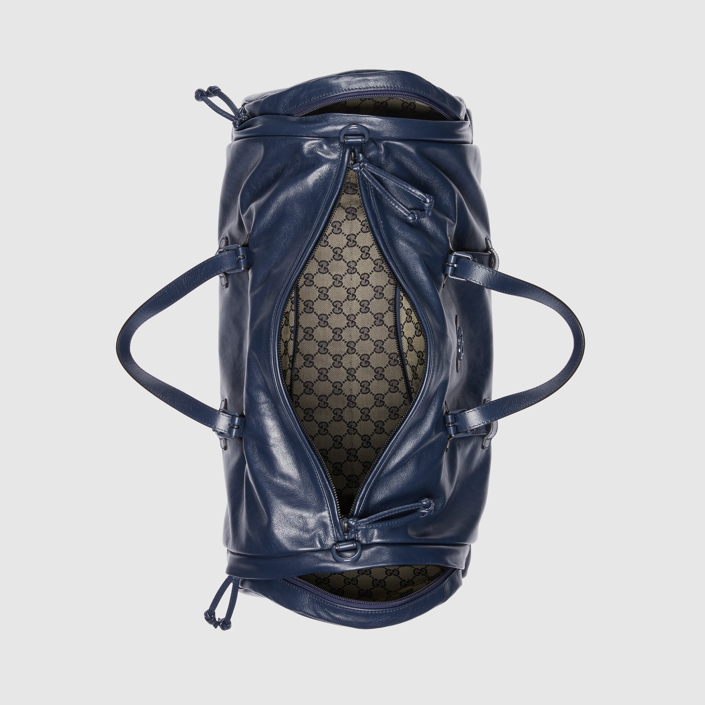 Large duffle bag with tonal Double G in dark blue leather | GUCCI ...