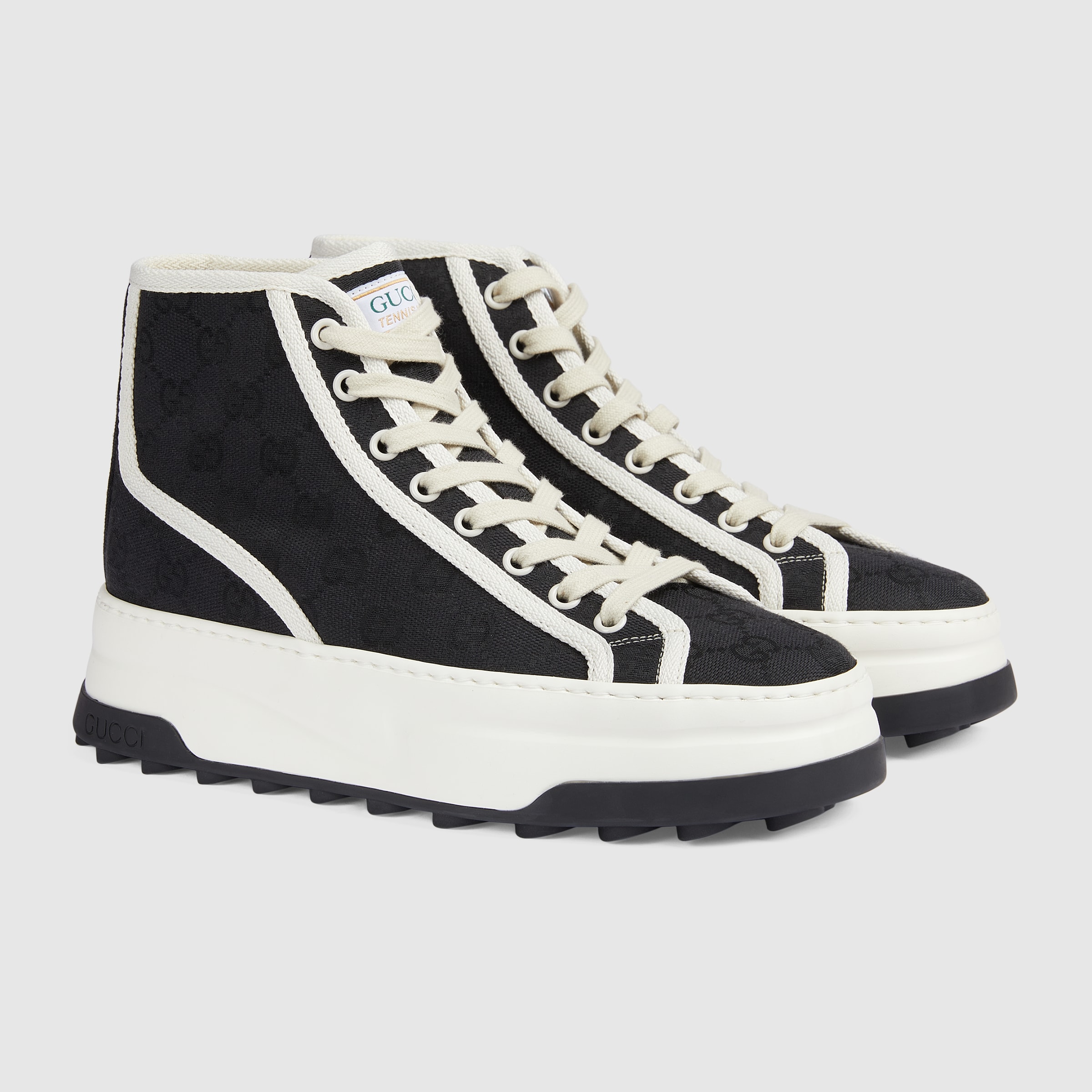 GG 26 Platform Sneaker White Black Sheepskin 632851