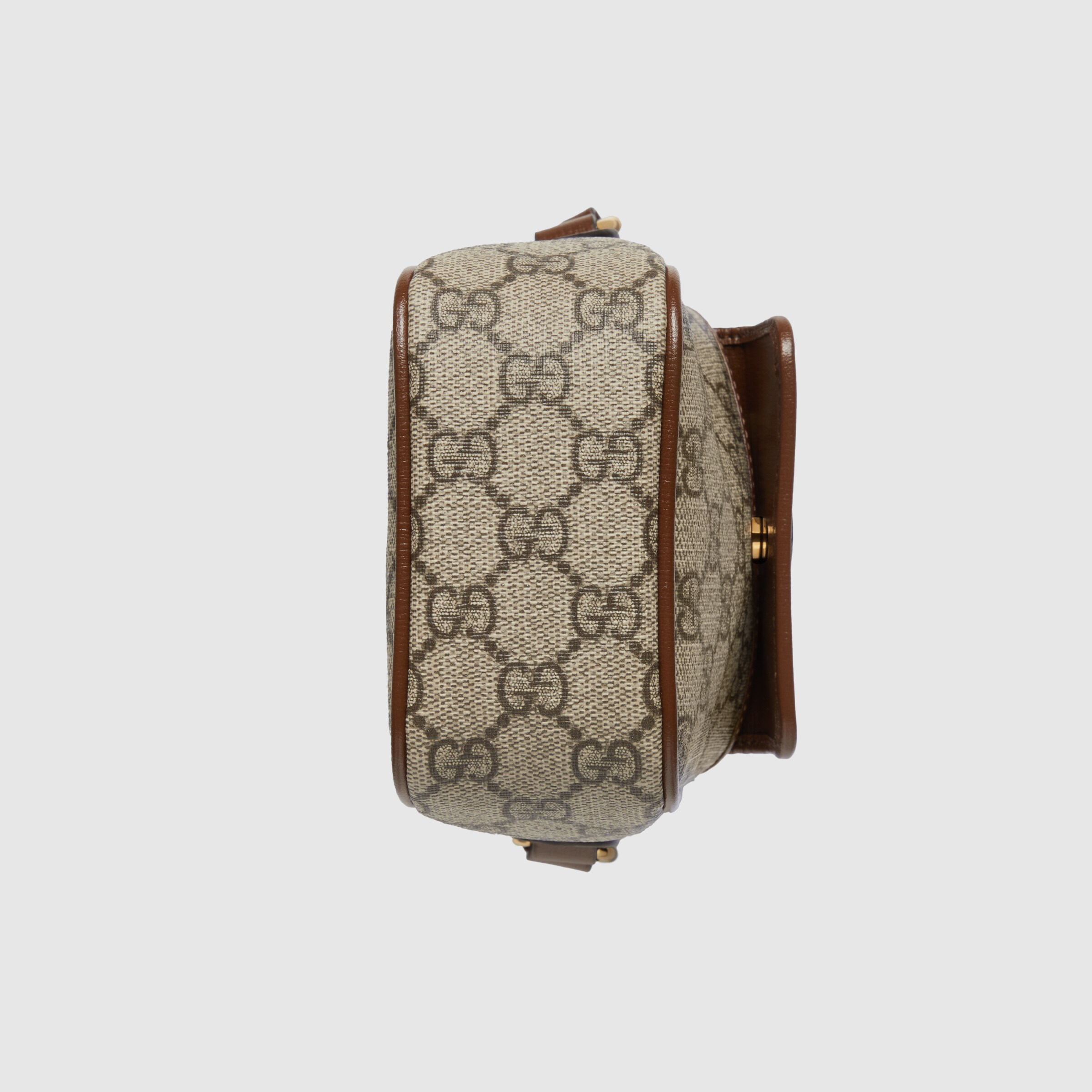 GG mini bucket bag with Interlocking G in beige and ebony Supreme