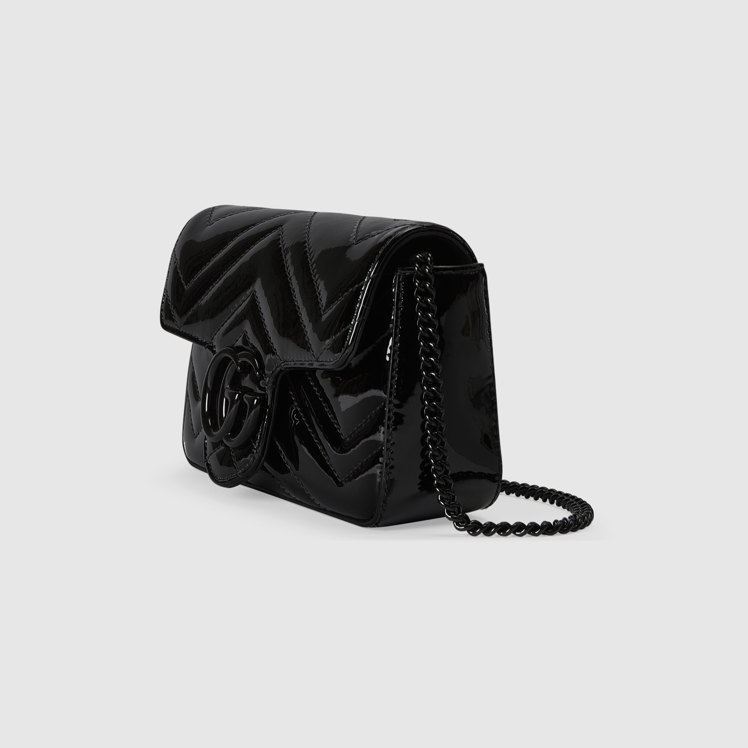 GG Marmont patent super mini bag in black patent leather GUCCI® UK