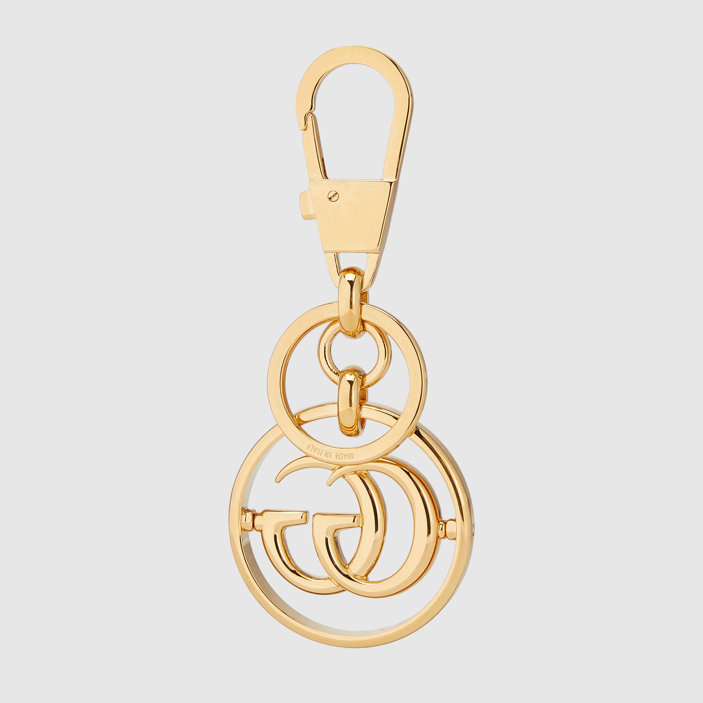 Double G Keychain In Gold-toned Metal 