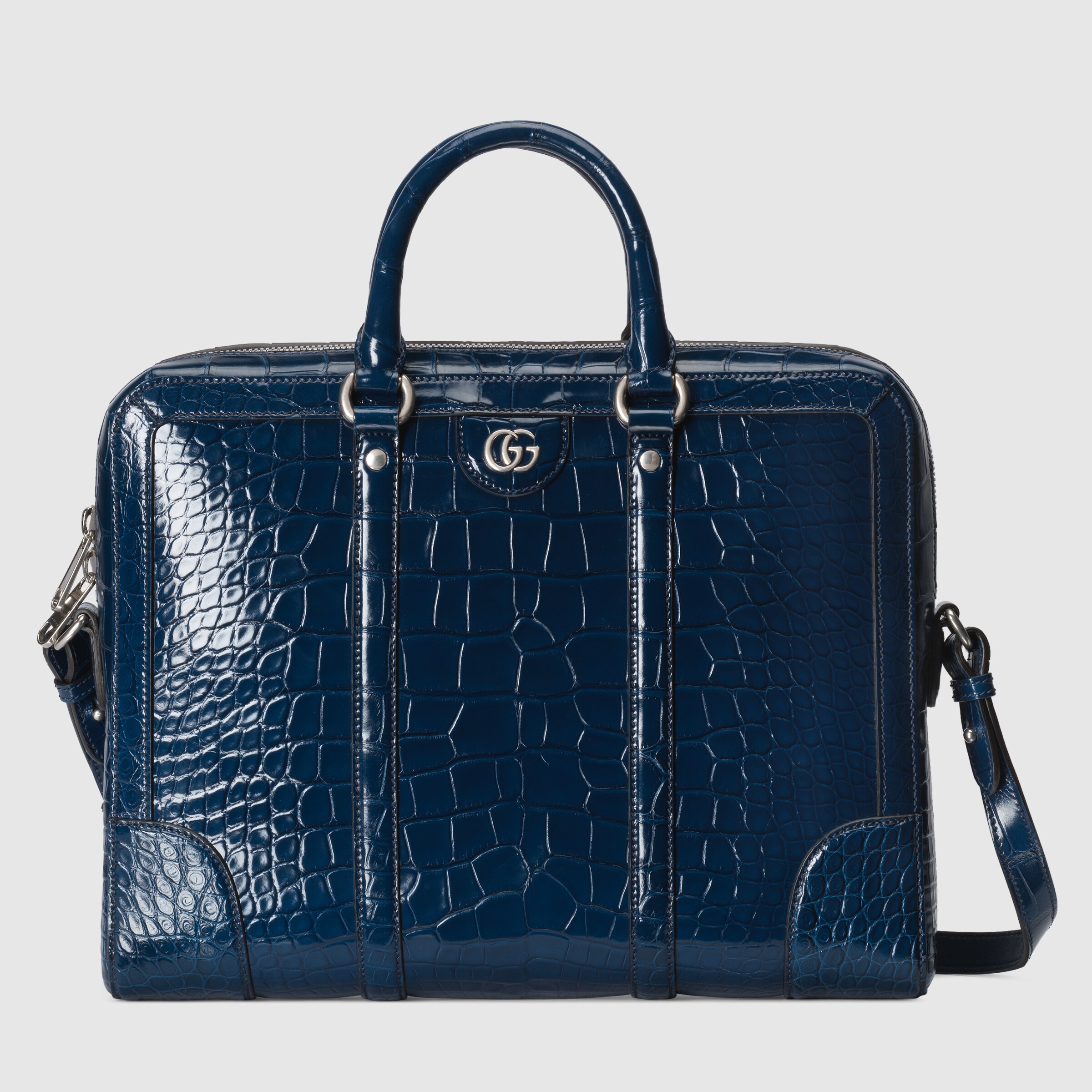 Crocodile briefcase with Double G in dark blue GUCCI® FI