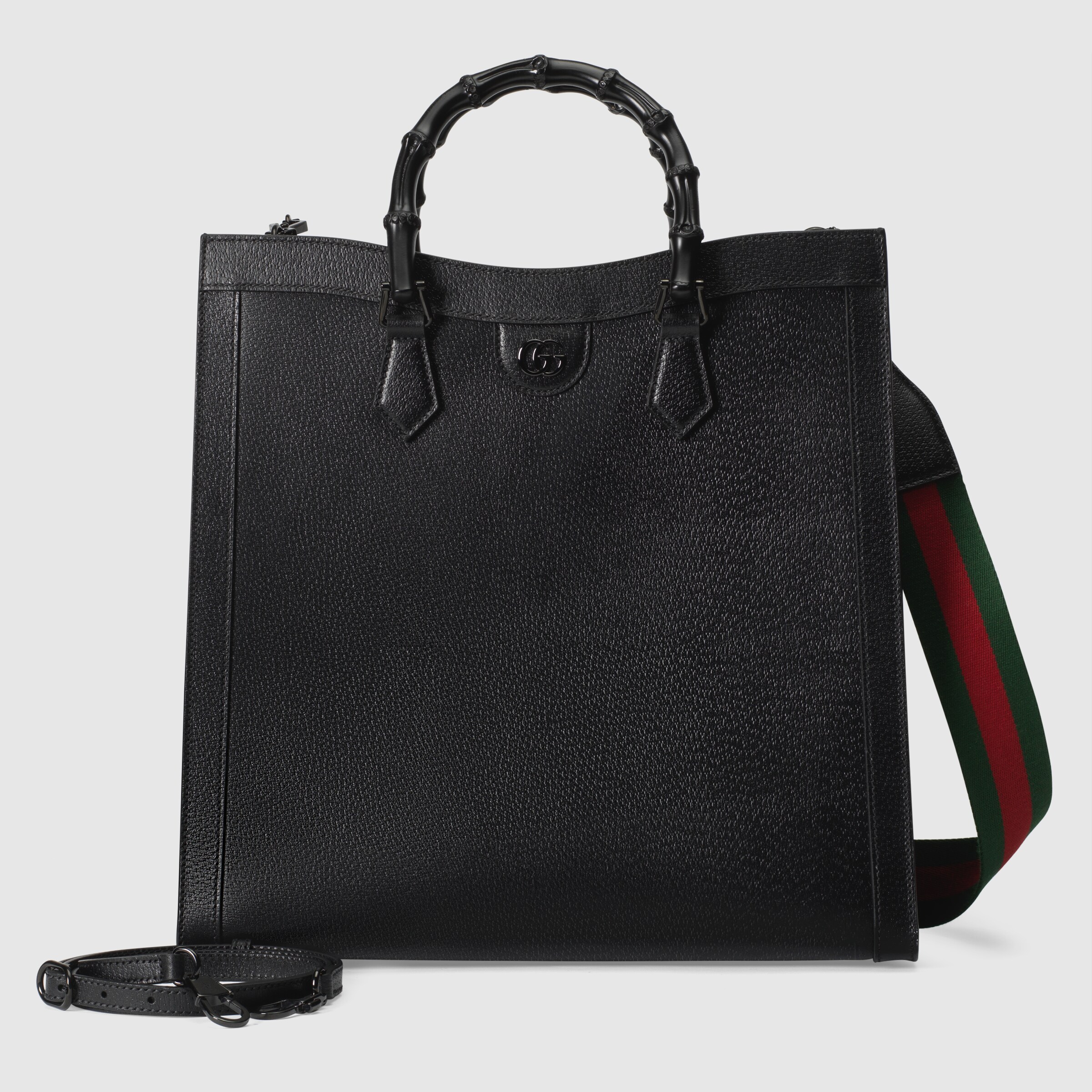 黑色皮革Gucci Diana竹节大号托特包 | GUCCI® 香港