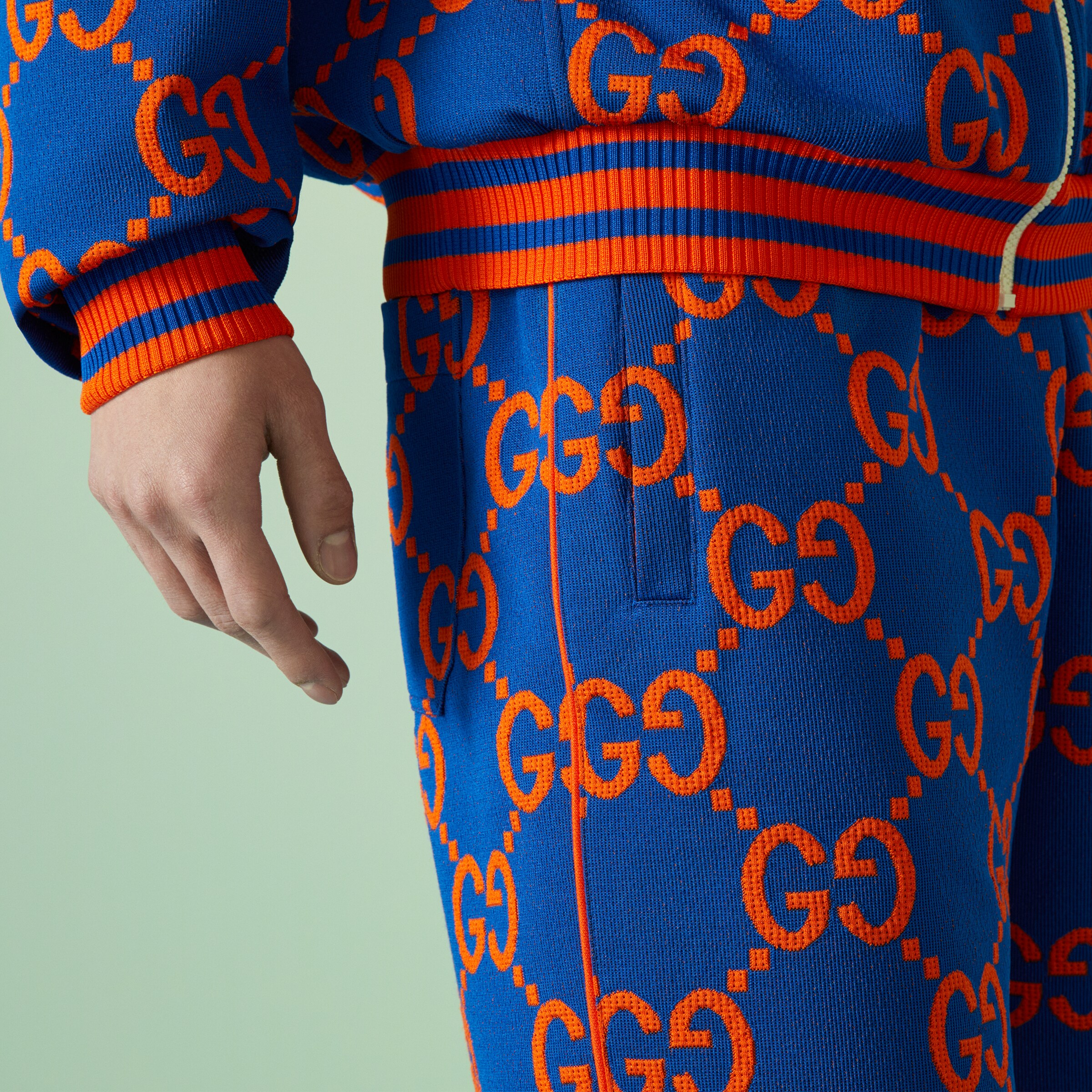 GG cotton jacquard shorts in blue and orange GUCCI® US