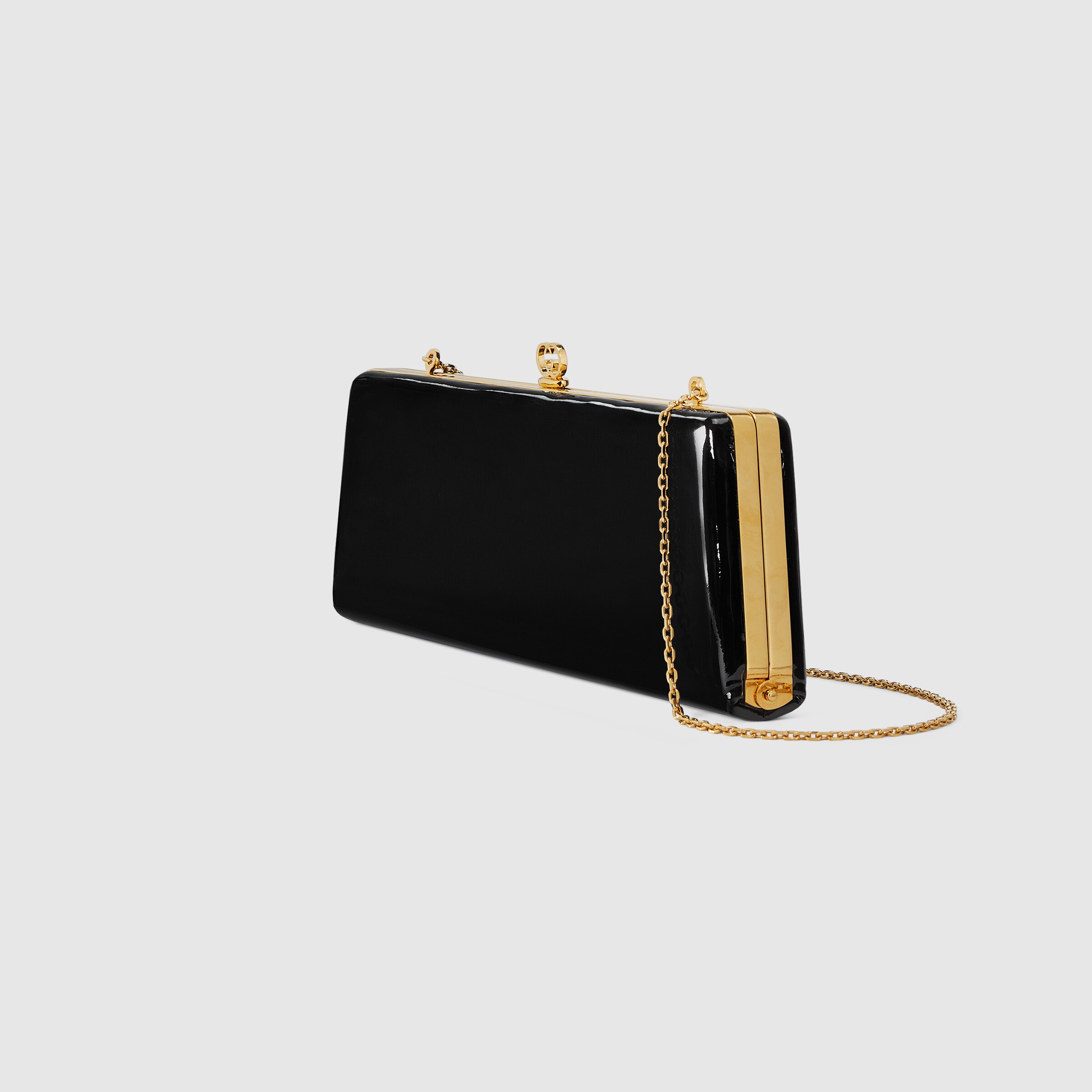 Broadway small patent leather evening bag in black patent leather