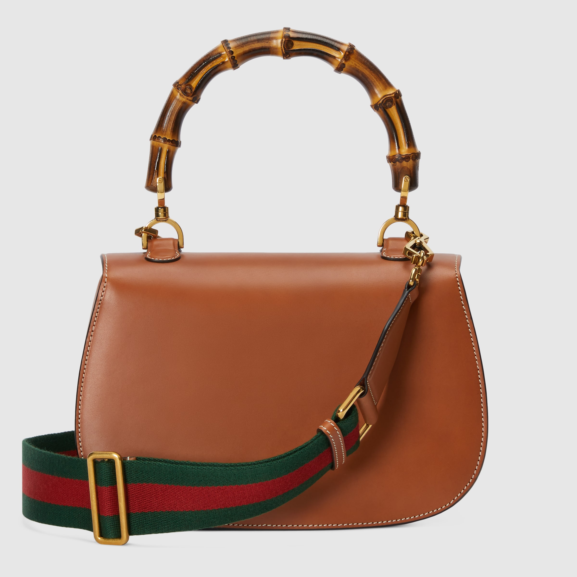 Gucci Bamboo 1947系列中号竹节手袋 in棕色皮革 GUCCI® DE