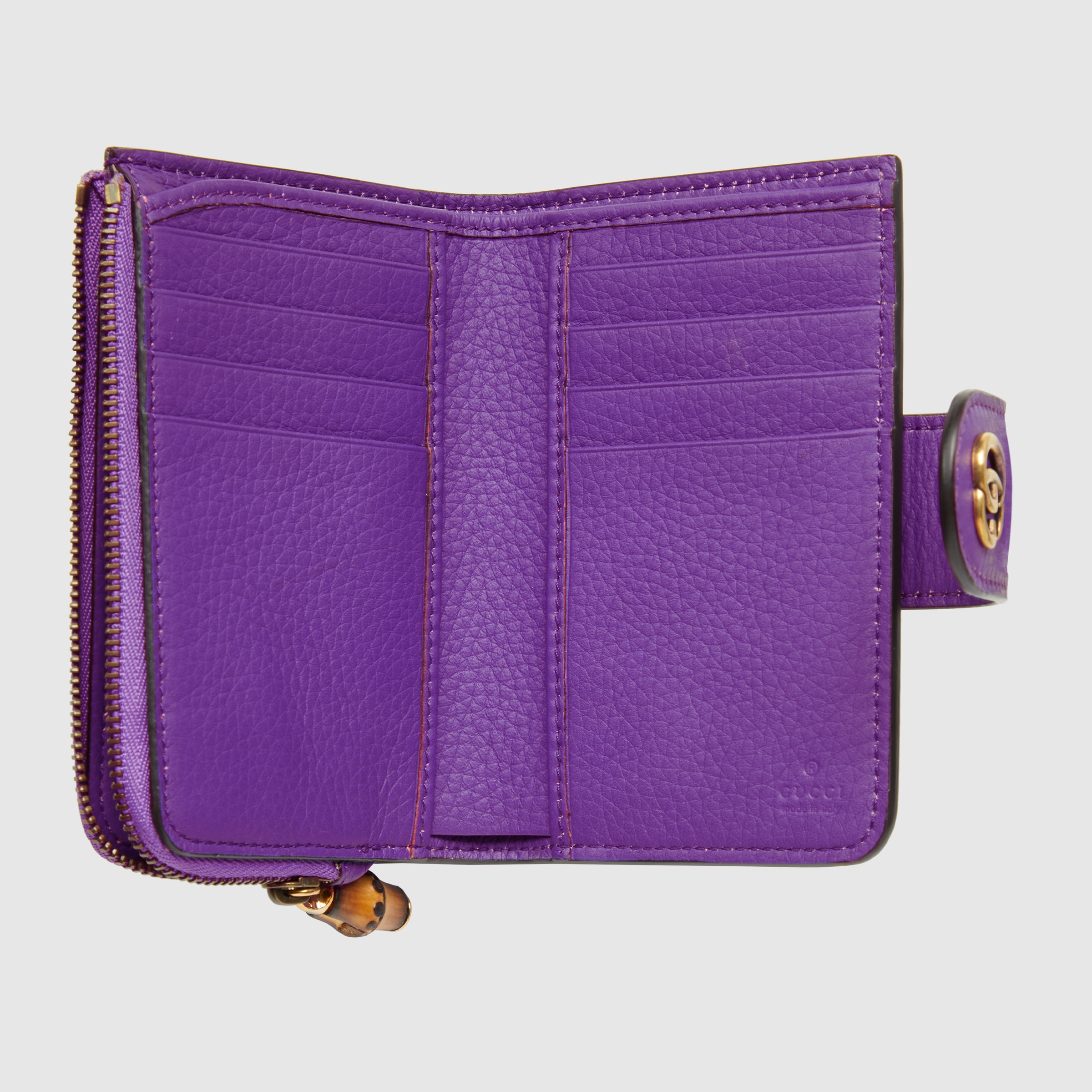 バンブー付き ダブルG ミディアム ウォレットパープル レザー GUCCI® JP