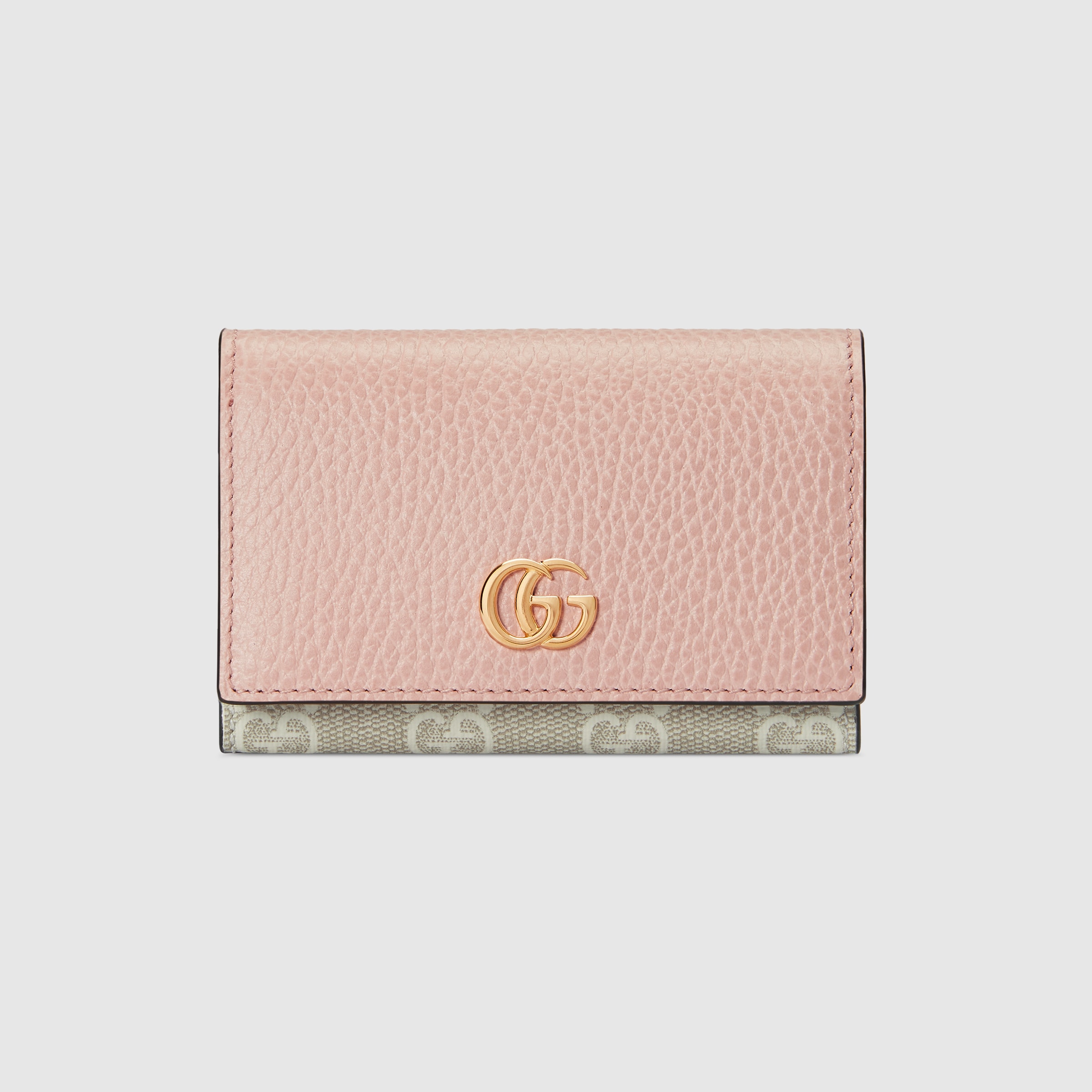 ダブルG バイカラー カードケース（名刺入れ） ・ライトピンク レザー