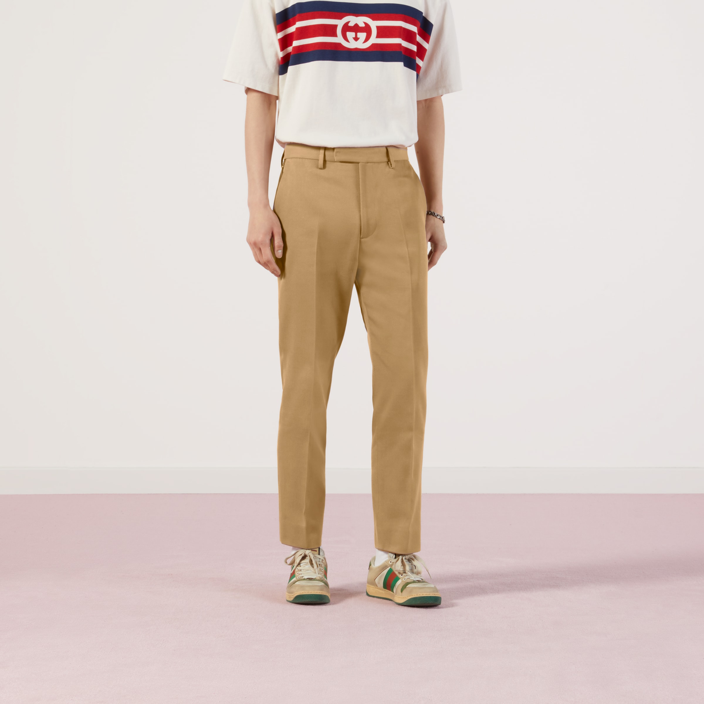 GUCCI ウェブ ストライプ コットンアンクルパンツ 668588 Z8AQY