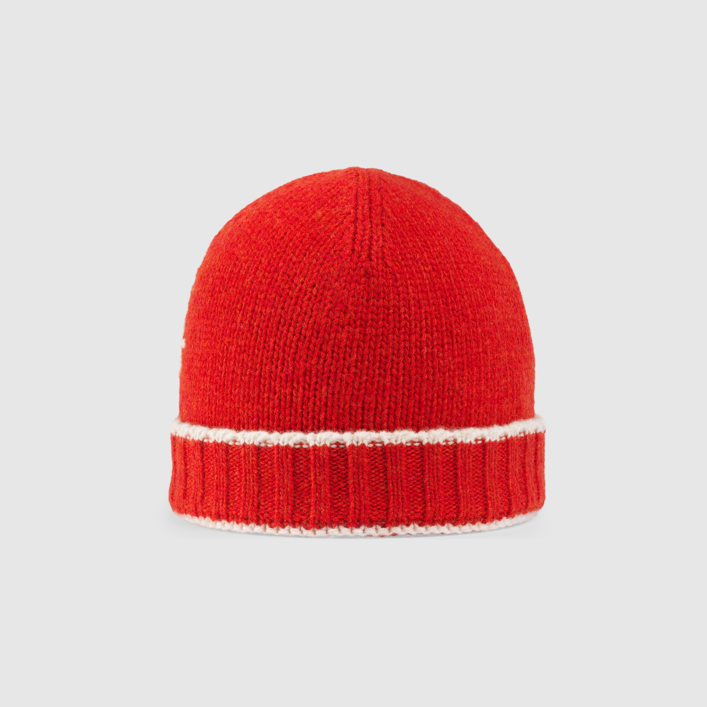 Baby wool hat with embroidery in red GUCCI® UK