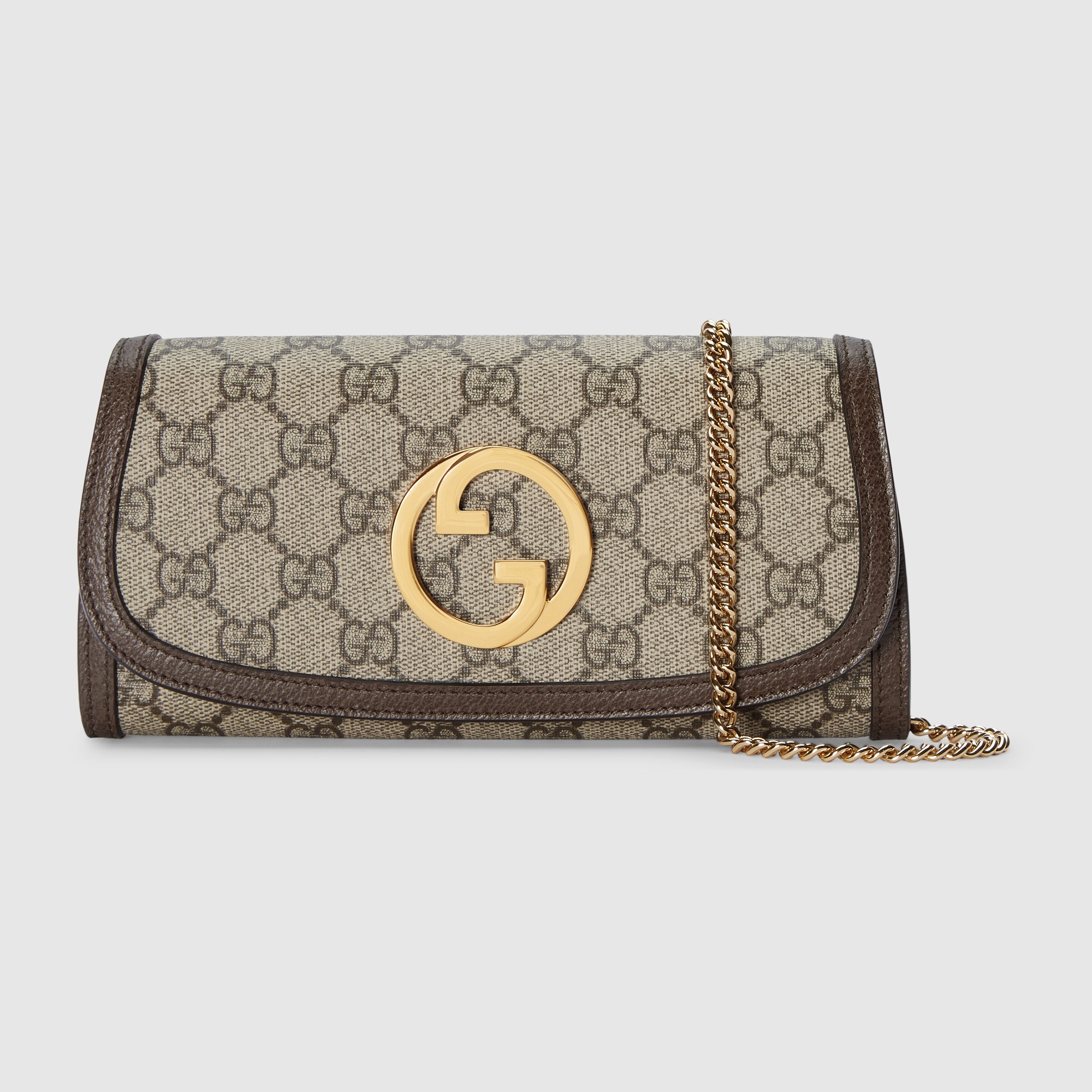 Gucci Blondie continental chain wallet in beige and ebony Supreme