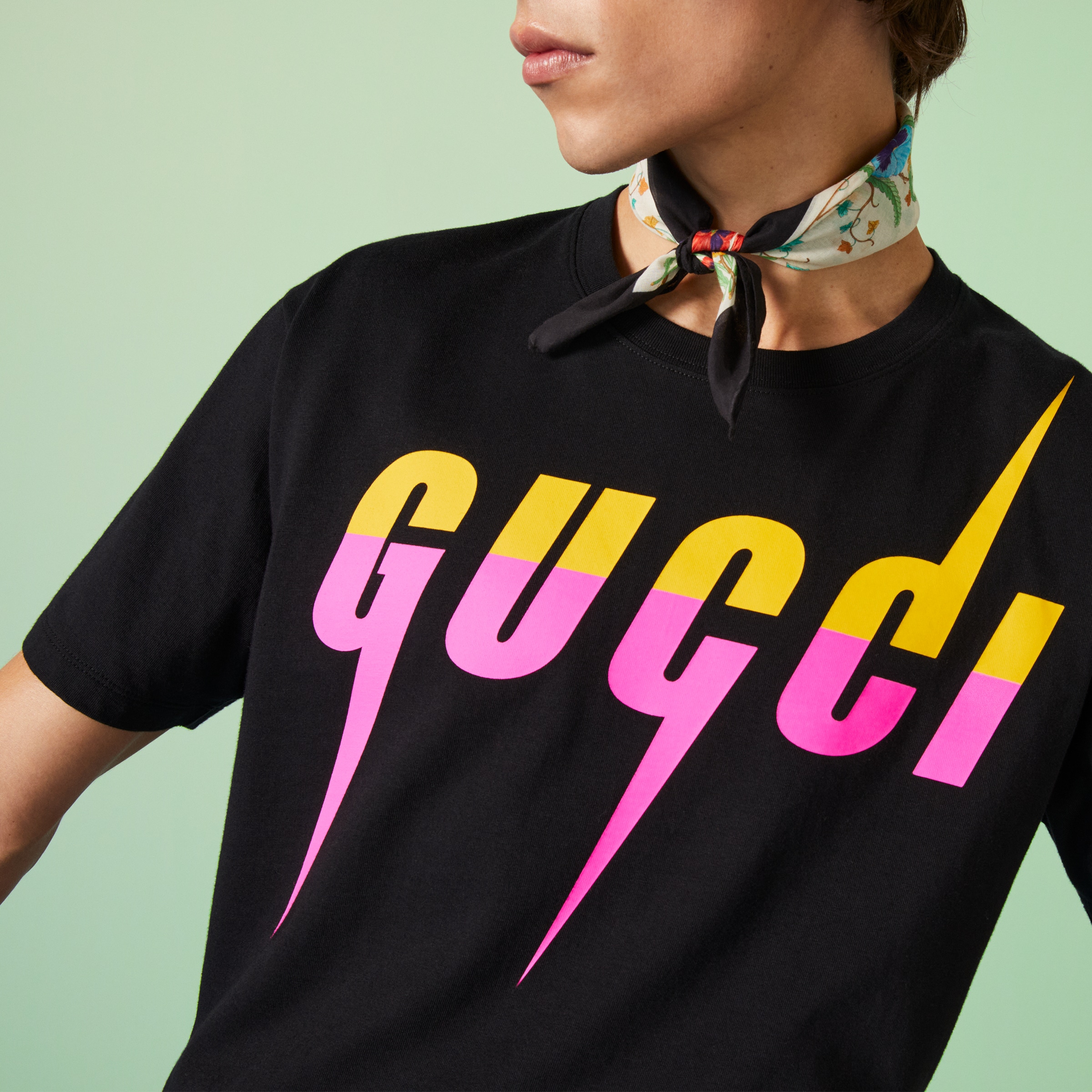 Cotton T Shirt With Gucci Blade Print In Black Gucci® Dk 4569