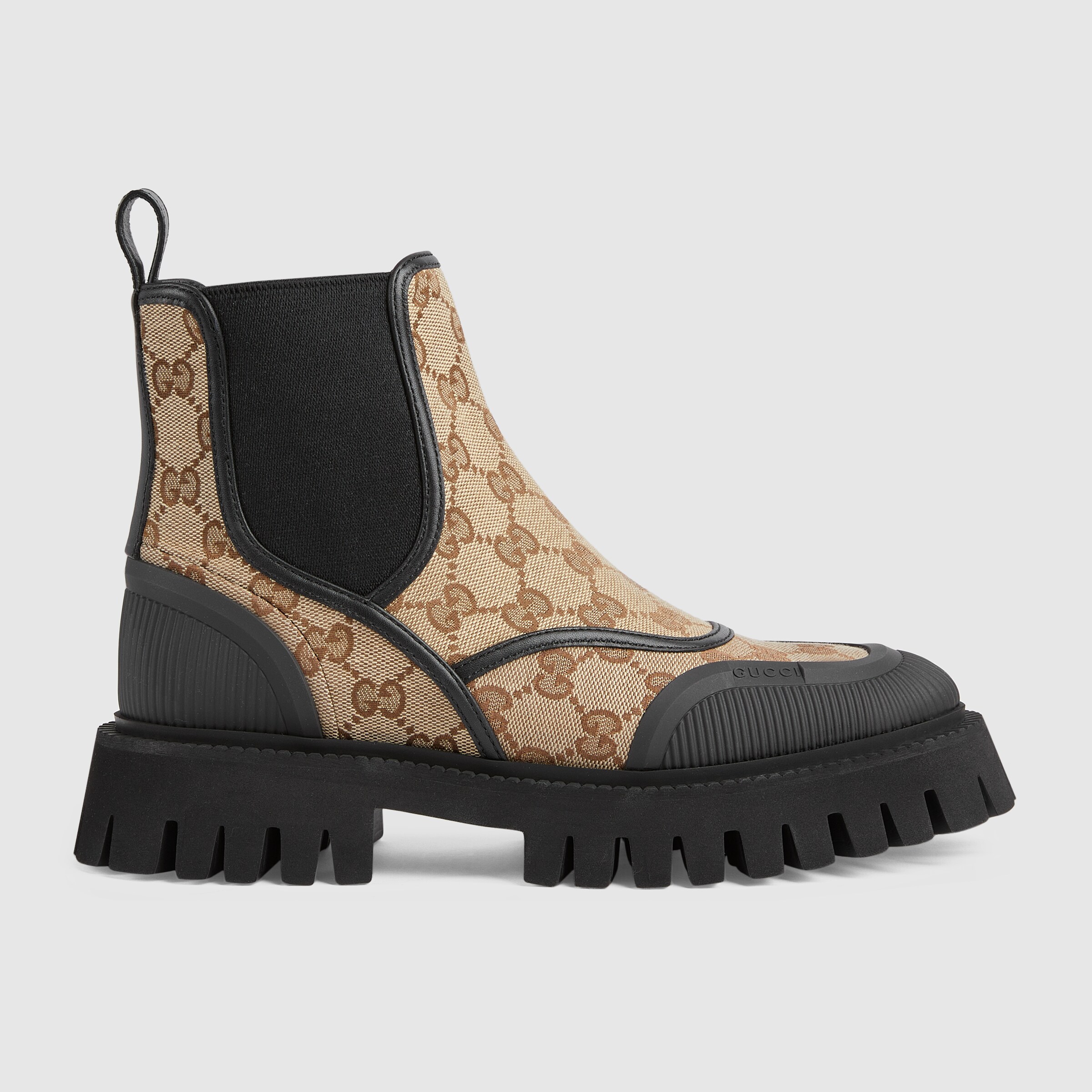 Women's GG canvas ankle boot in beige and ebony GG canvas GUCCI® UK