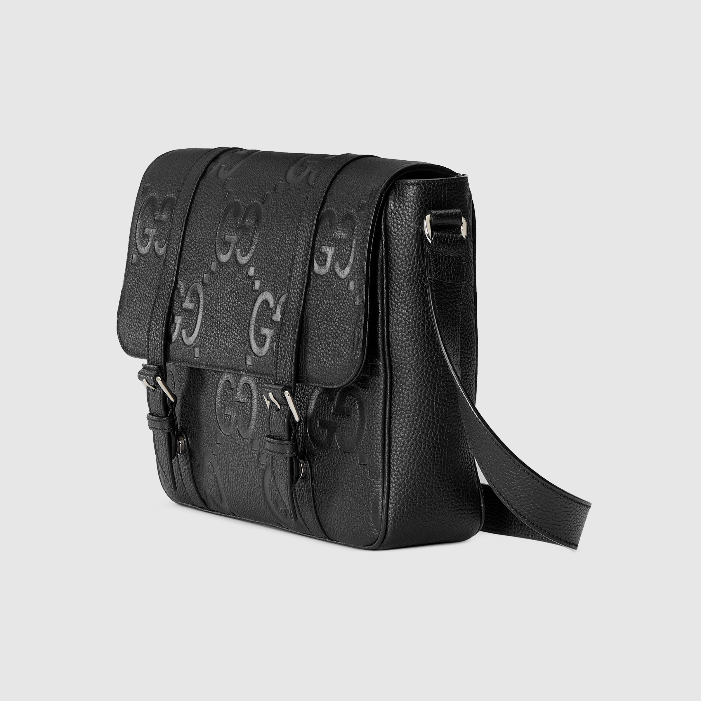 Jumbo GG medium messenger bag in black leather GUCCI® Australia