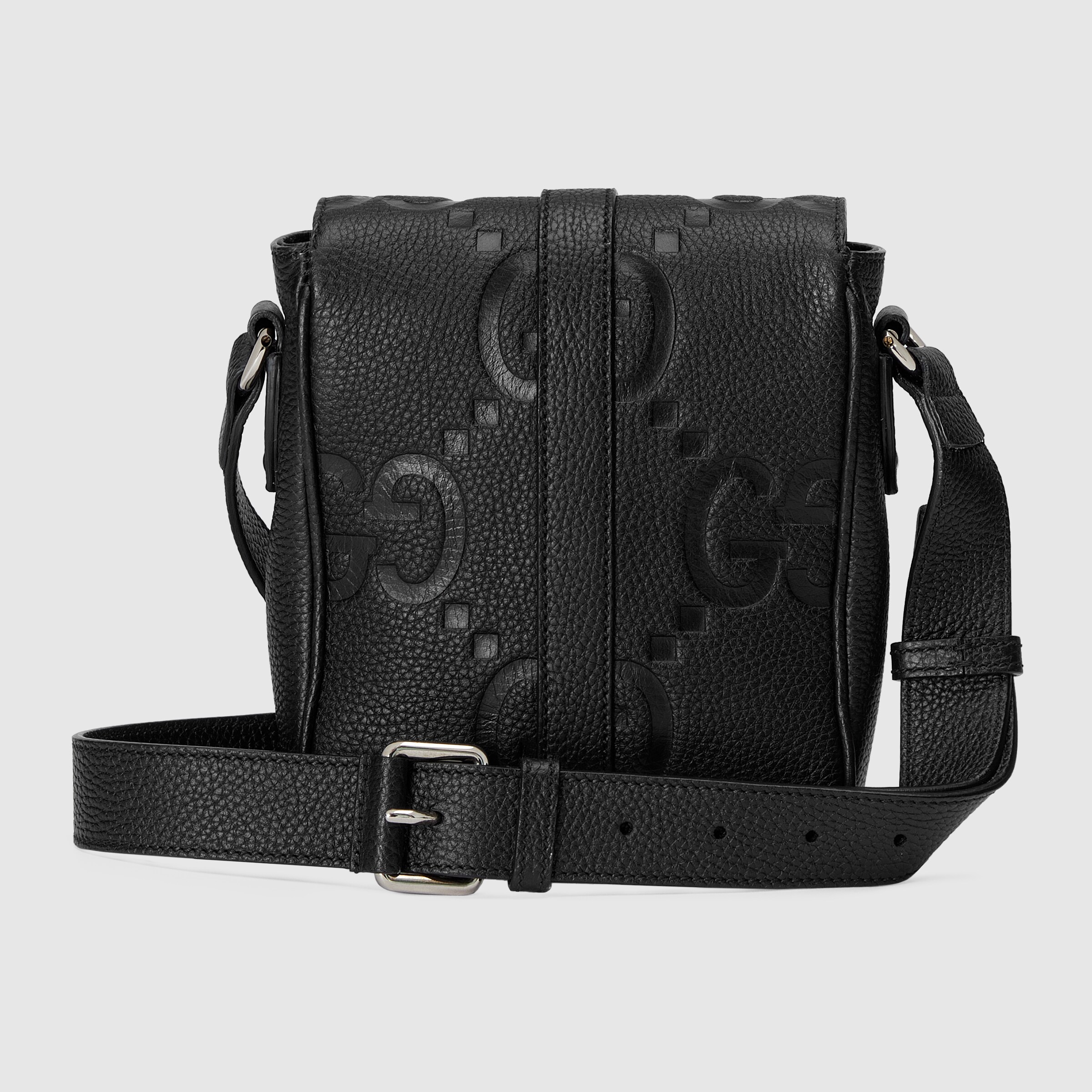 Jumbo GG small messenger bag in black leather GUCCI® SG