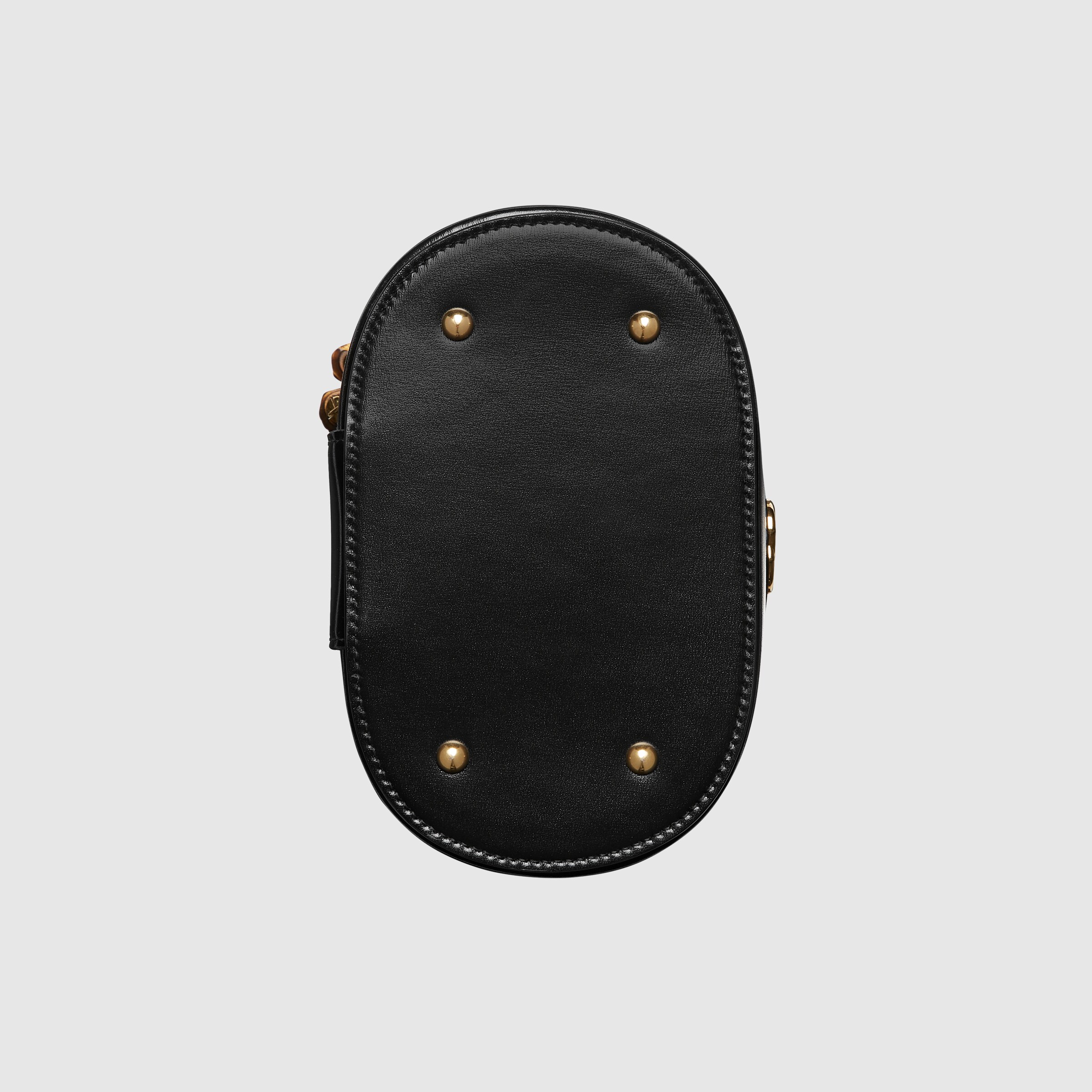 Mini vanity bag with bamboo handle in black leather | GUCCI® US