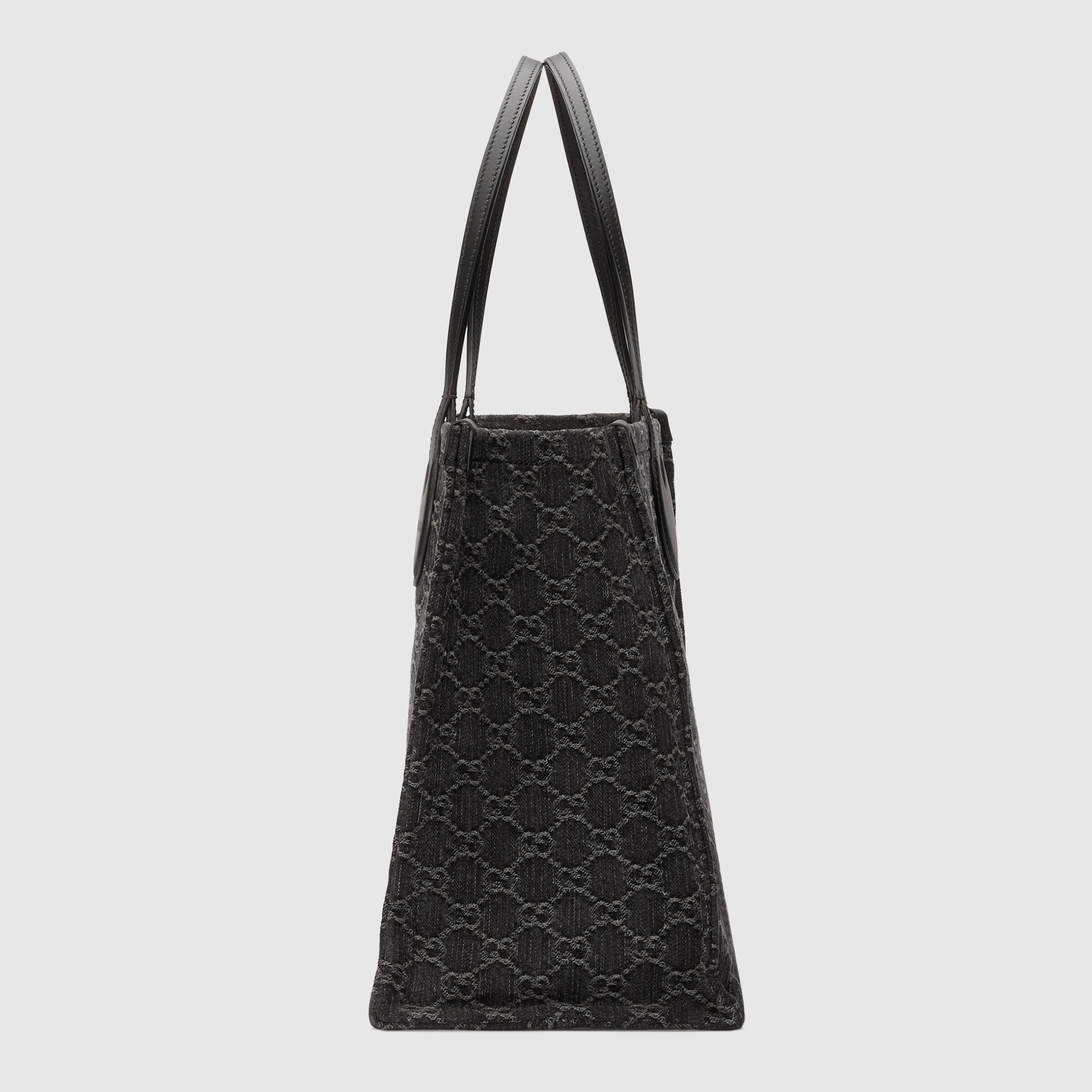 Ophidia GG large tote bag in black and grey denim | GUCCI® US