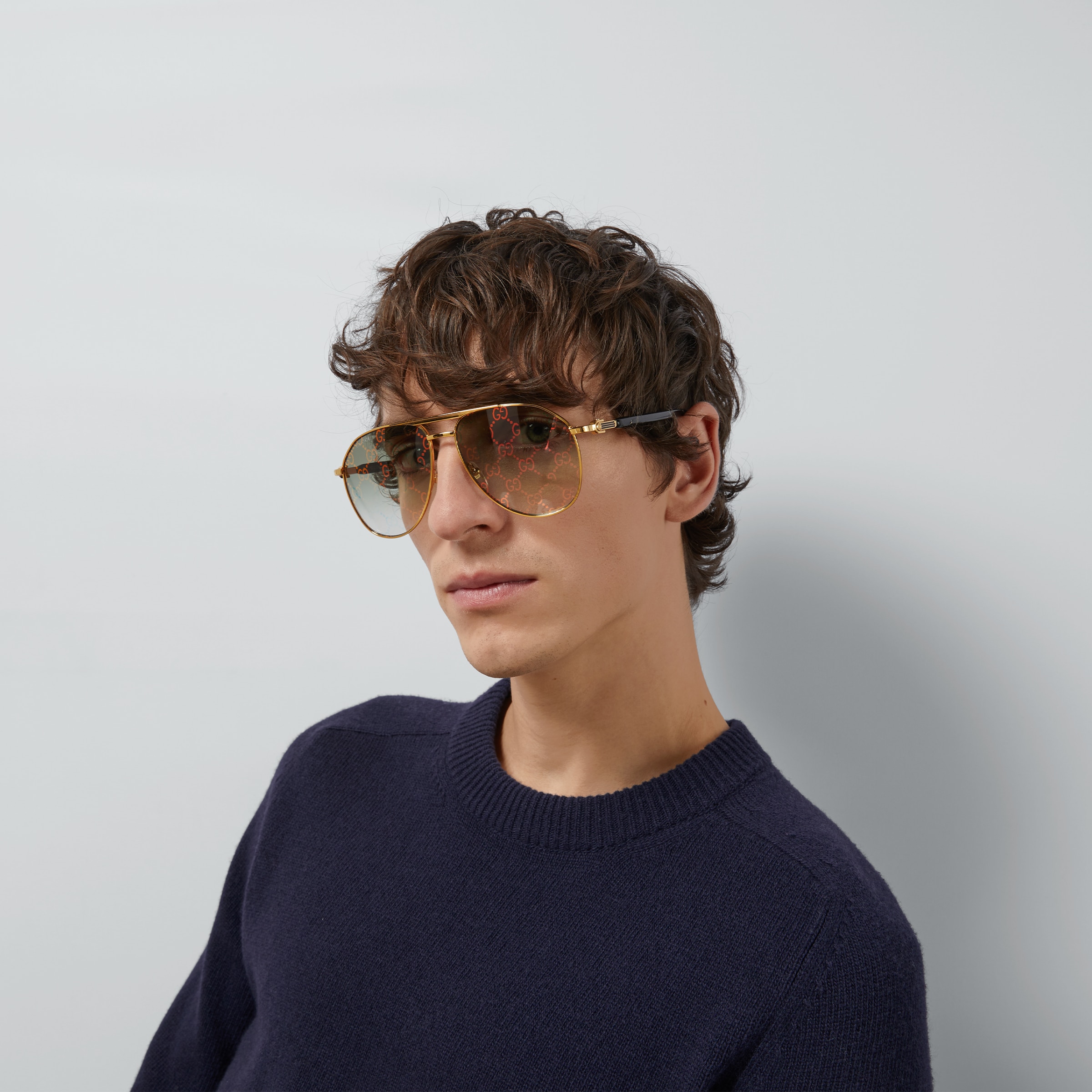 【関税込み】Gucci ゴールド アビエイターメガネ Aviator frame sunglasses in gold-toned metal | GUCCI® US