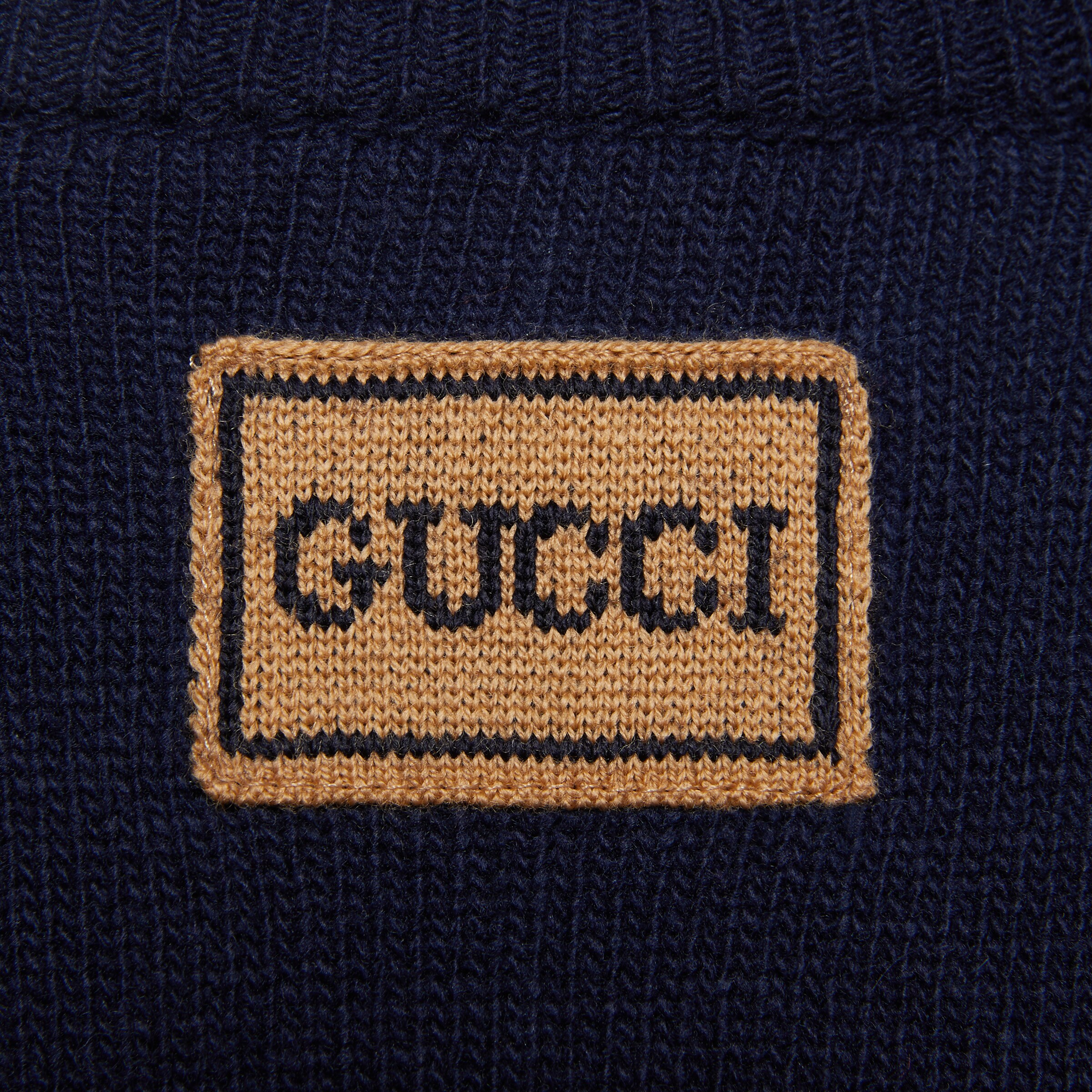 Wool jumper with Gucci patch in blue GUCCI® UK