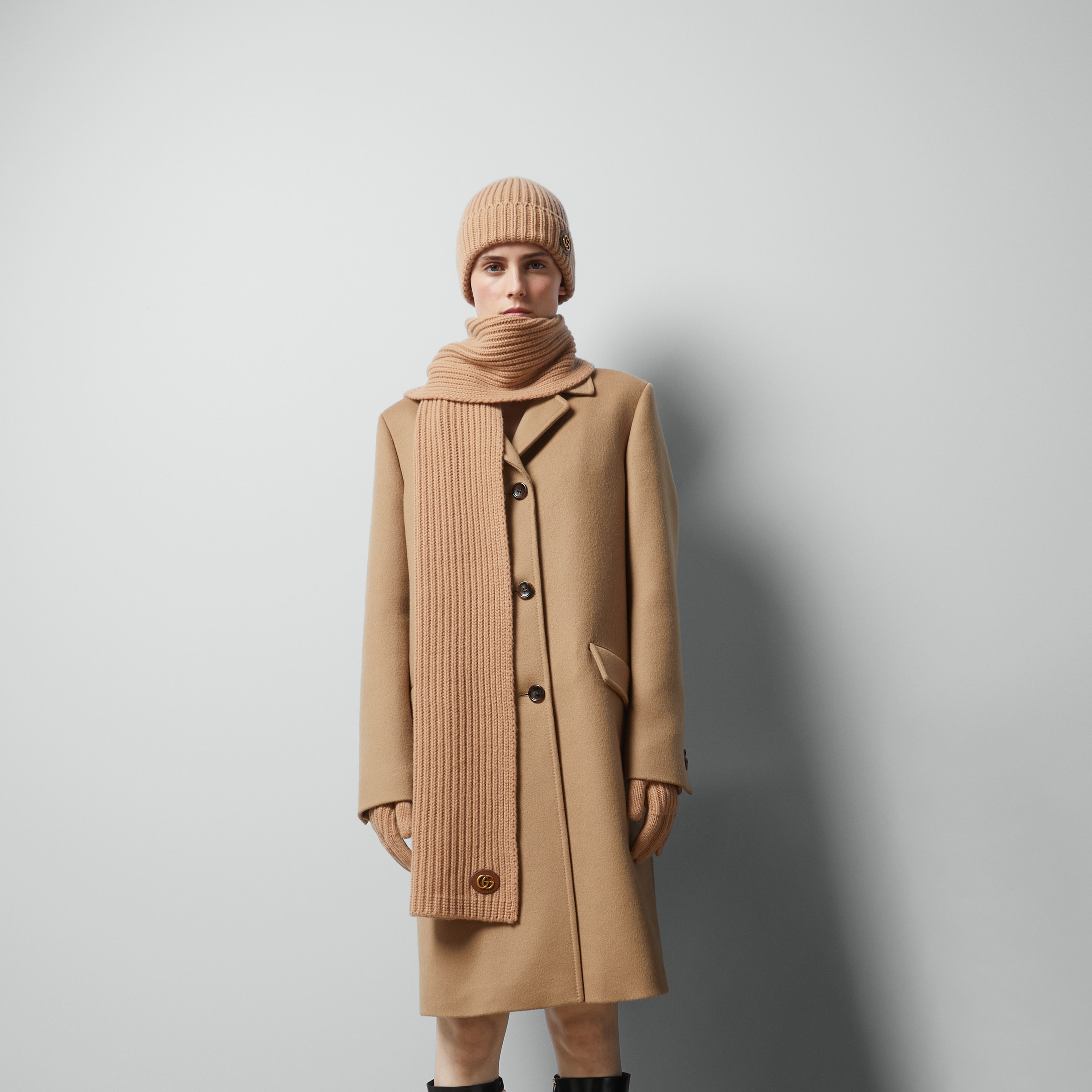 GUCCI グッチ カシミヤ ブラウン 手袋 美品 ダブルG付き ウールカシミア グローブ ・キャメル | GUCCI公式