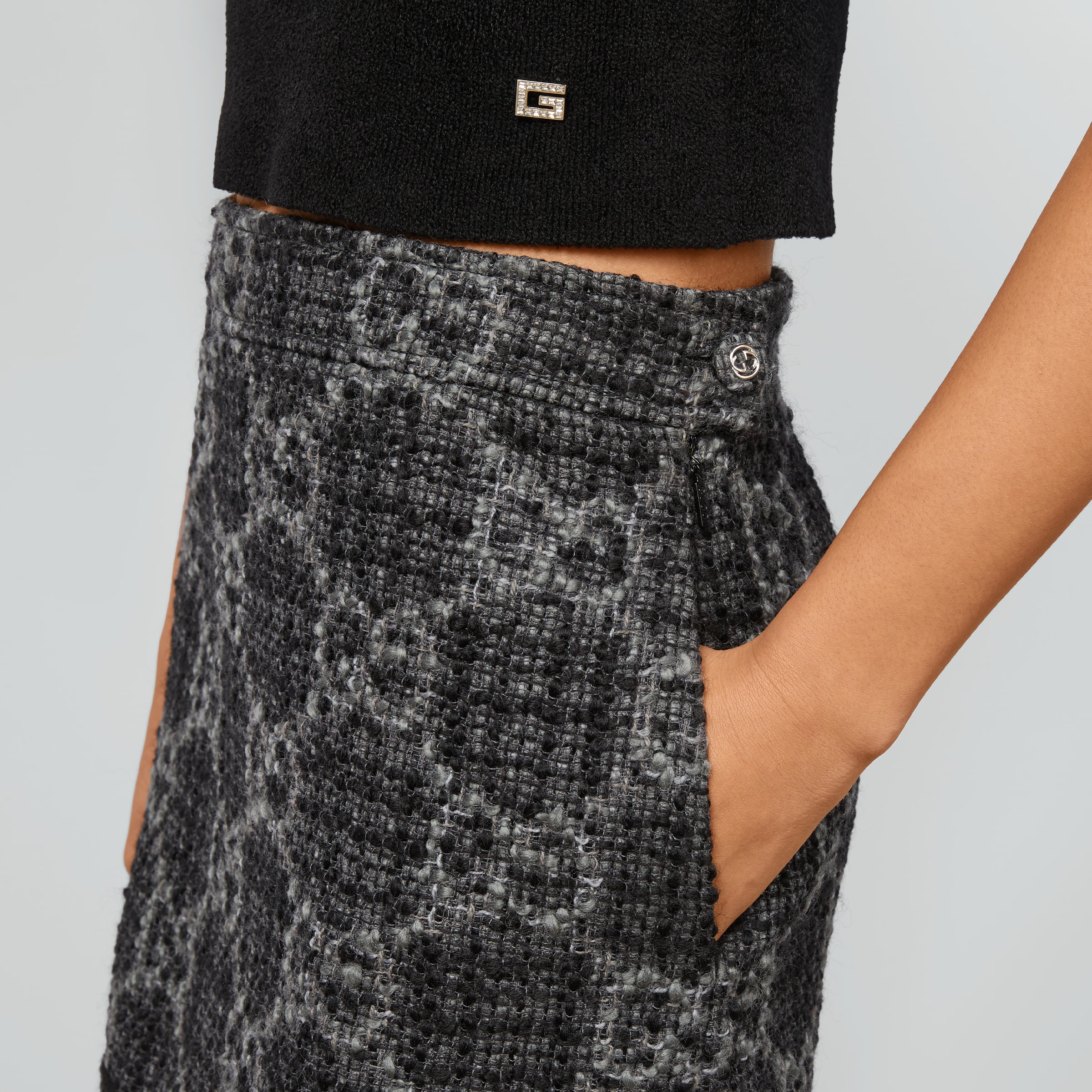 GUCCI ツイードスカート　ニットスカート　エンブロイダリー　シェリーライン GUCCI ツイードスカート ニットスカート エンブロイダリー