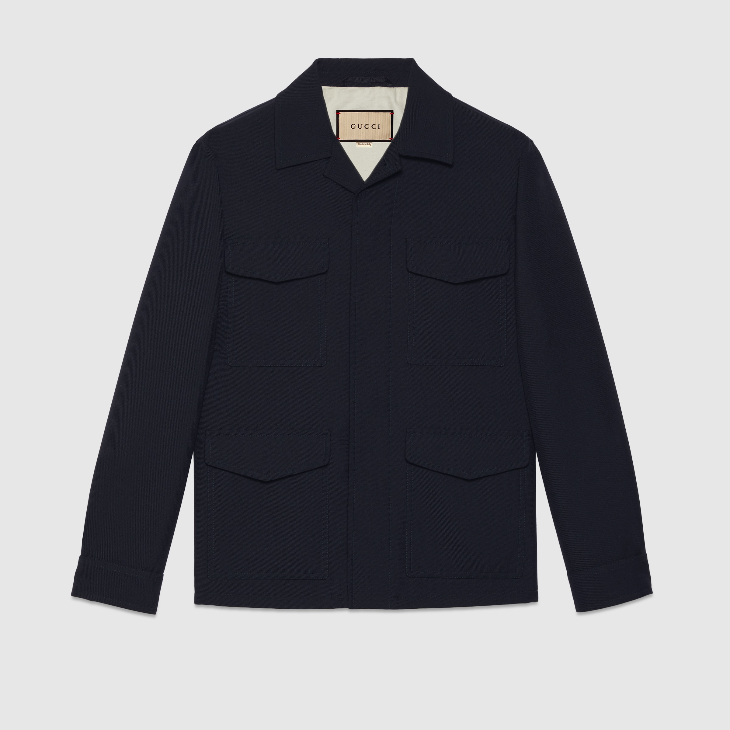 ブルゾン Gucci Navy Blue Wool Blend Jacket Wool-blend jacket in blue - Gucci | Mytheresa