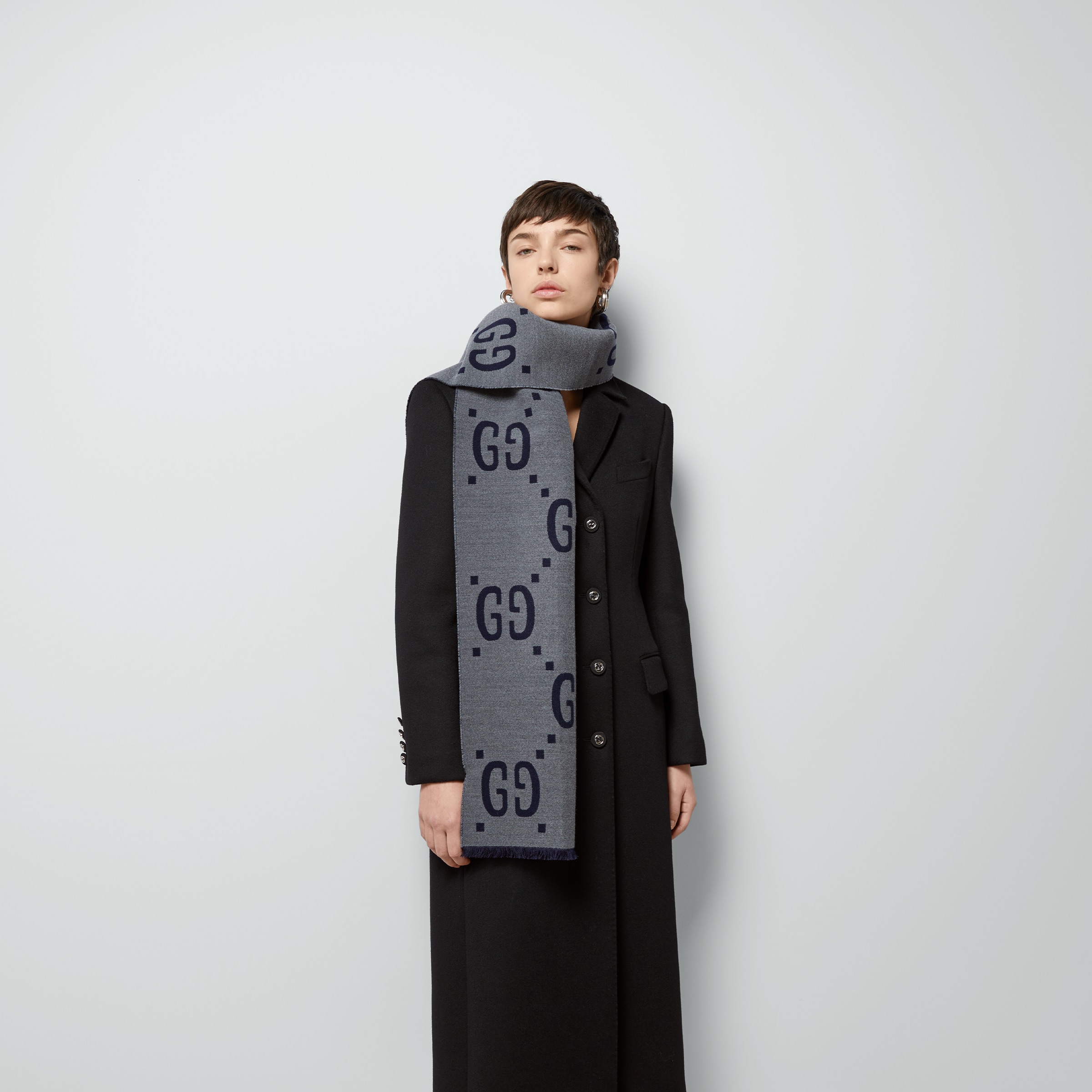 Gucci★素敵！NY Yankee Black Wool Scarf W/Multi-color Gems New Gucci NY Yankee Black Wool Scarf With Multi-color Gems