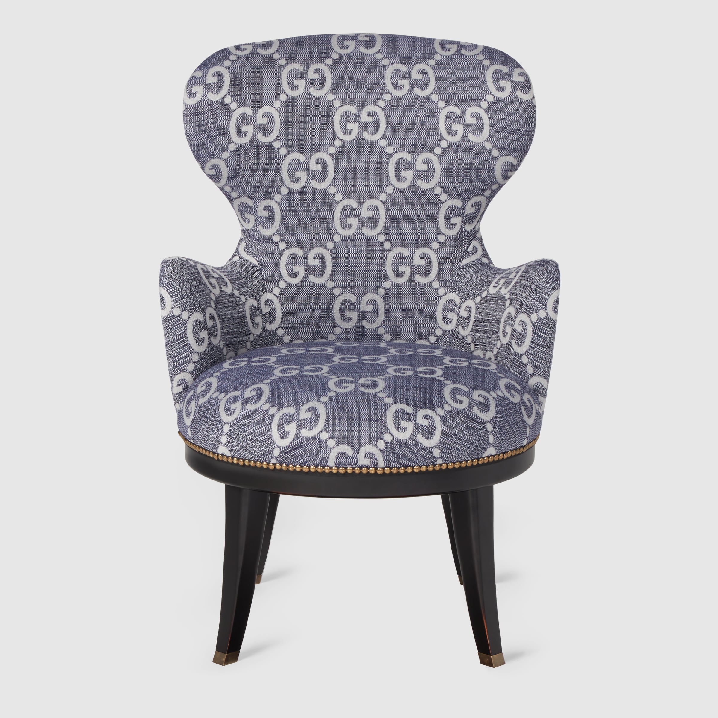 GGジャカード アームチェア ・ブルー＆ライトブルー ファブリック