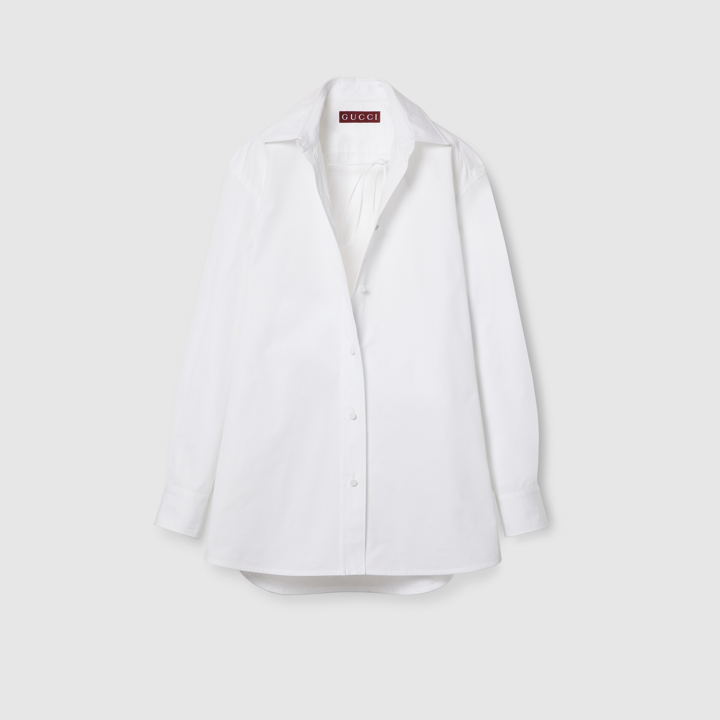 5868【美品】グッチ‪☆リボンブローチ付きコットンポプリンシャツ 18AW 5868【美品】グッチ‪☆リボンブローチ付きコットンポプリンシャツ 18AW‬